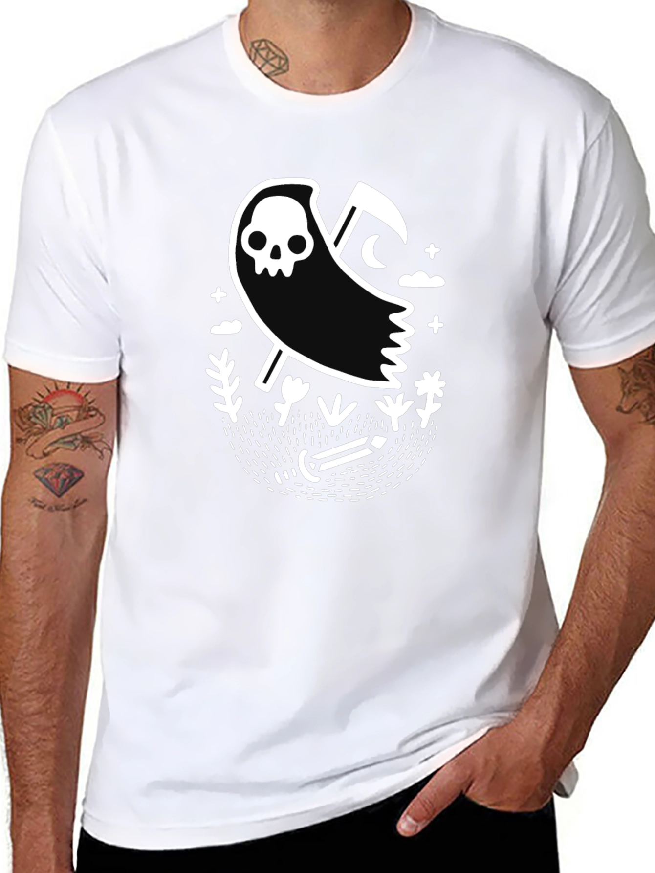 Grim Reaper Graphic Tee - Black Cotton T-Shirt