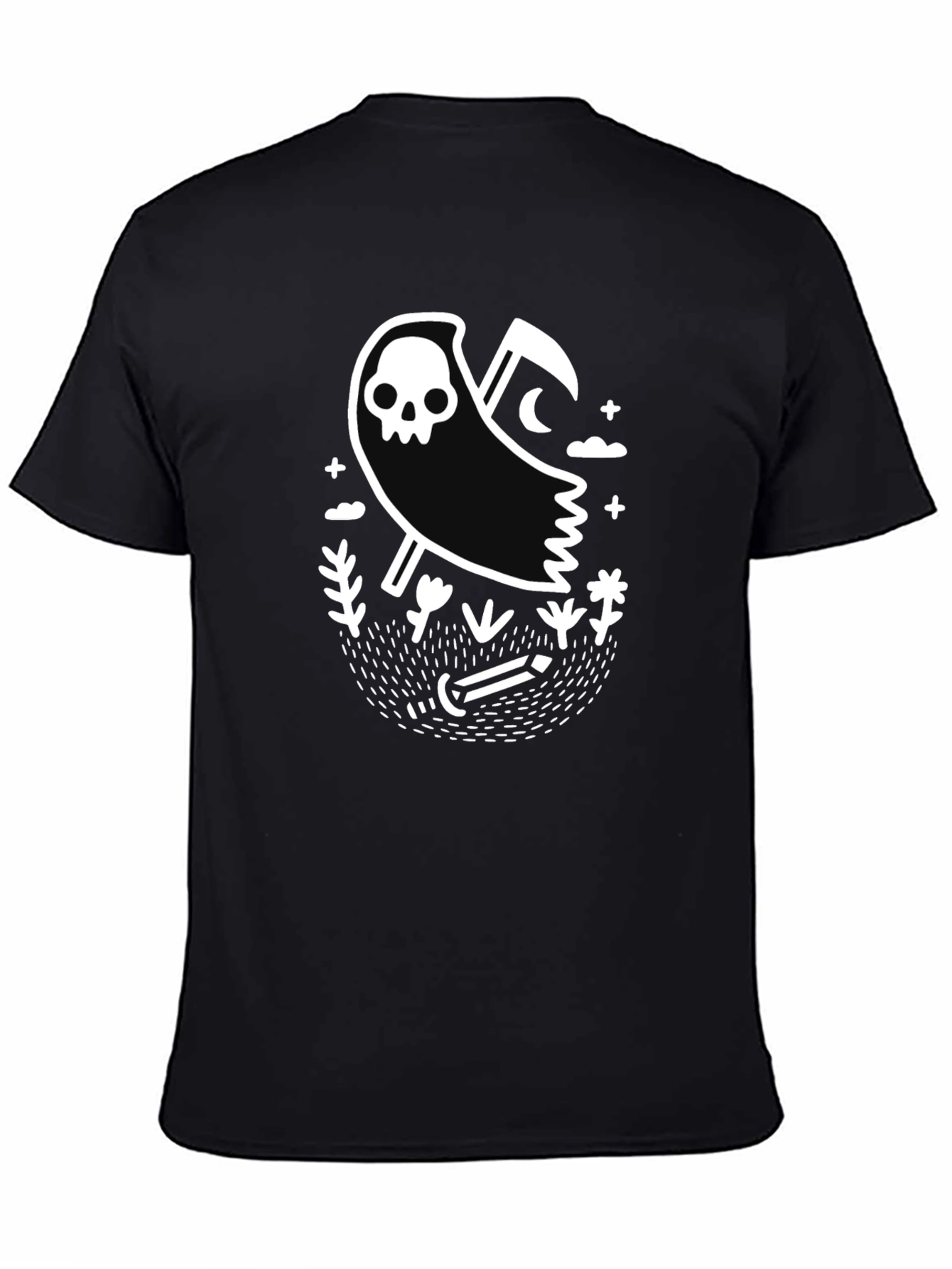 Grim Reaper Graphic Tee - Black Cotton T-Shirt