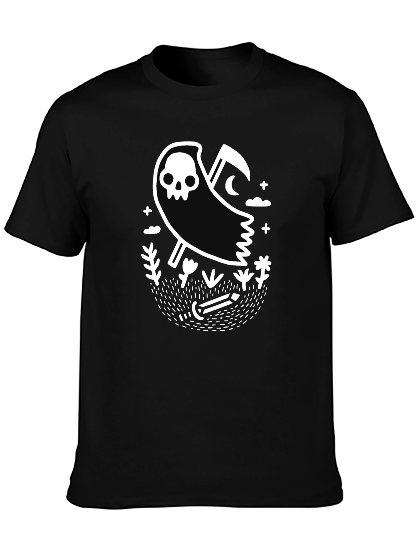 Grim Reaper Graphic Tee - Black Cotton T-Shirt