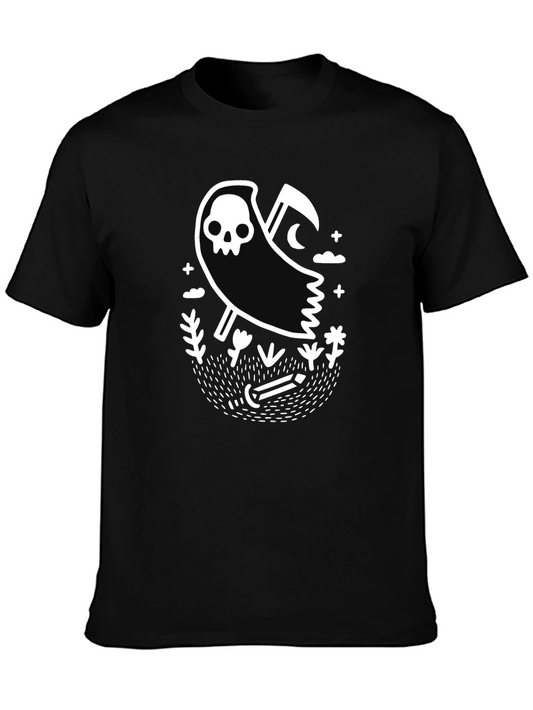 Grim Reaper Graphic Tee - Black Cotton T-Shirt