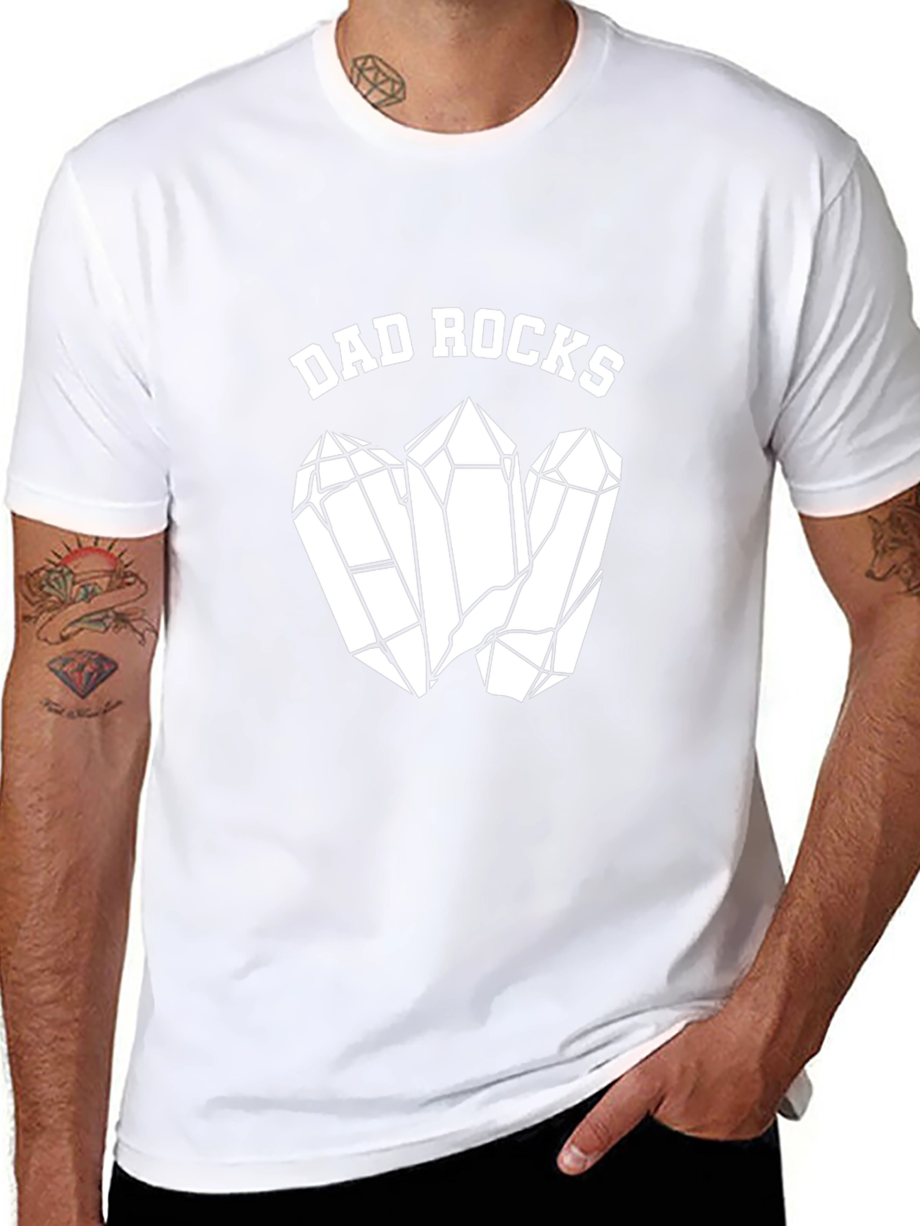Dad Rocks Graphic T-Shirt - Cool Fathers Day Gift