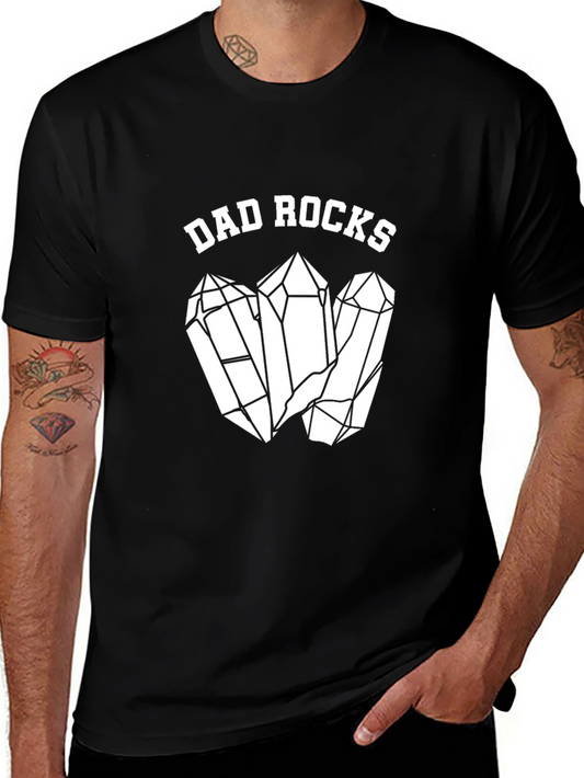 Dad Rocks Graphic T-Shirt - Cool Fathers Day Gift