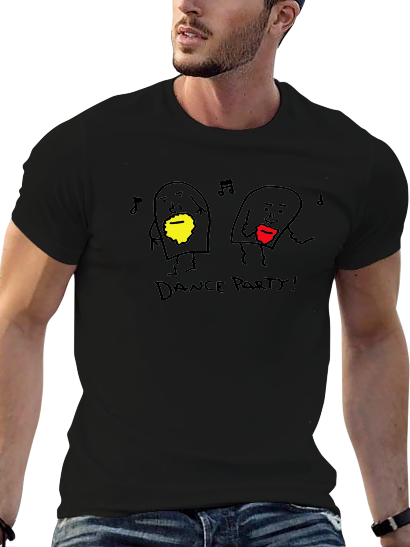 Dance Party Graphic Tee - Black Cotton Blend