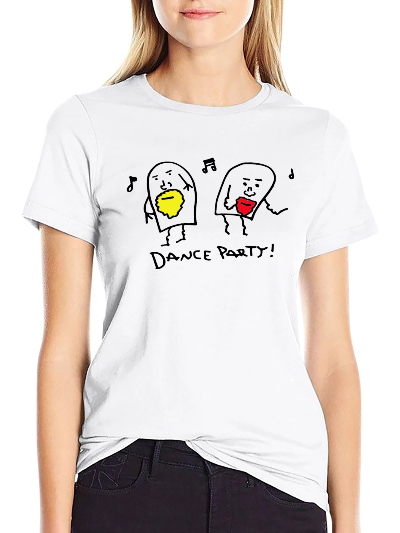 Dance Party Graphic Tee - Black Cotton Blend