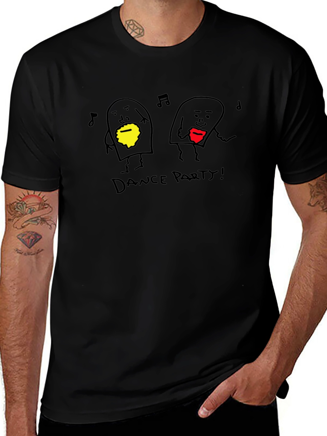 Dance Party Graphic Tee - Black Cotton Blend