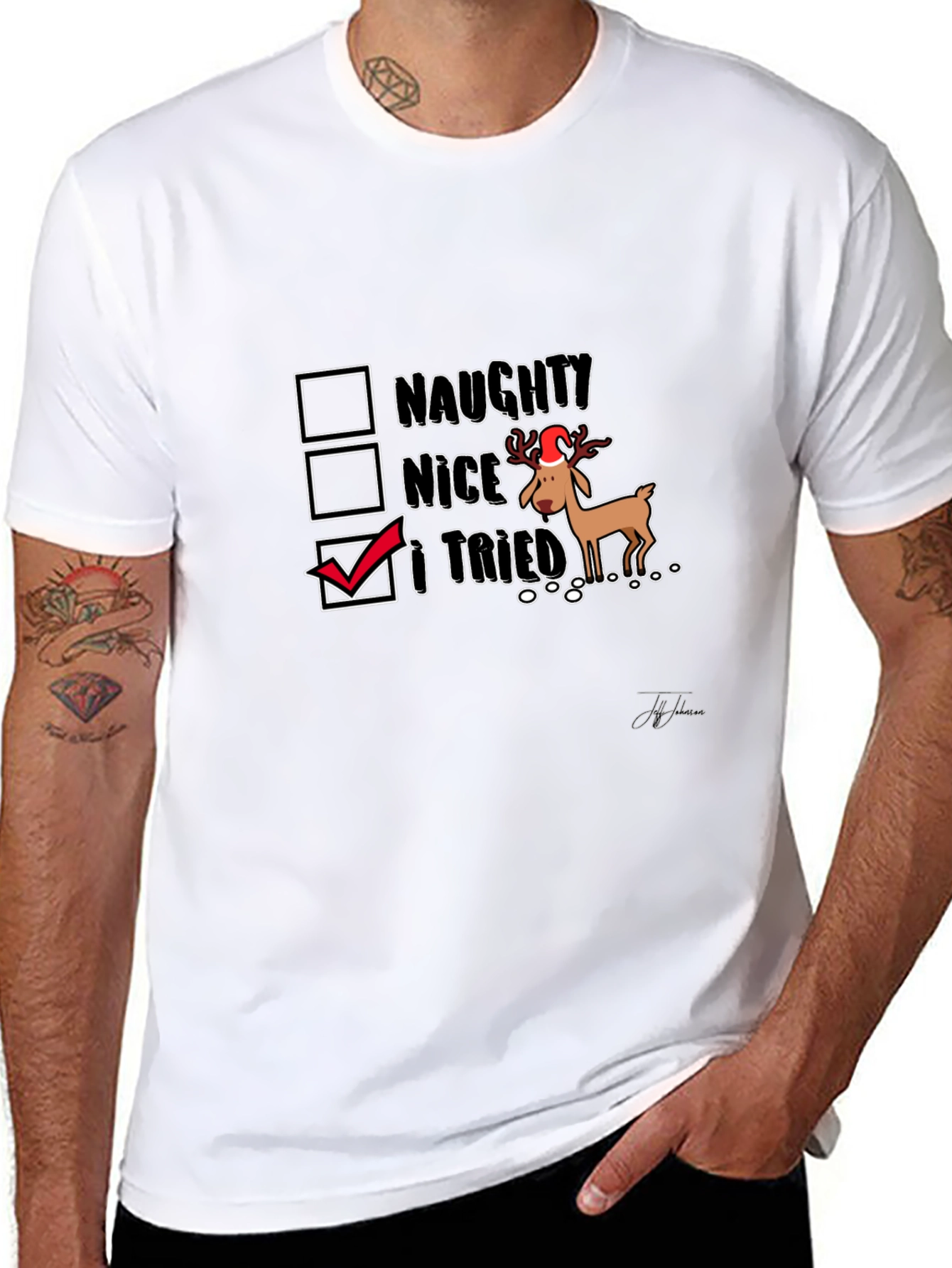 Humorous I Tried Christmas Reindeer T-Shirt
