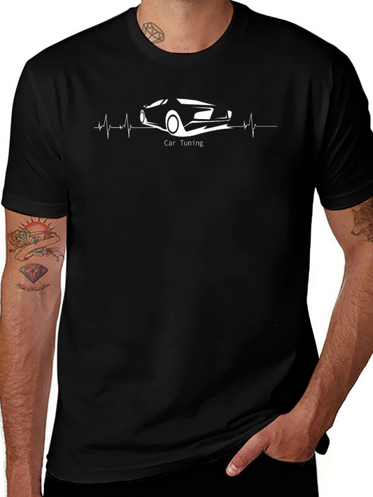 Car Tuning Heartbeat Graphic Tee - Black