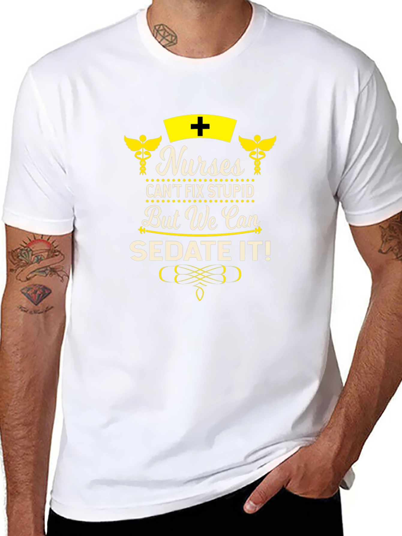 Nurses Can Sedate It! Novelty Graphic T-Shirt