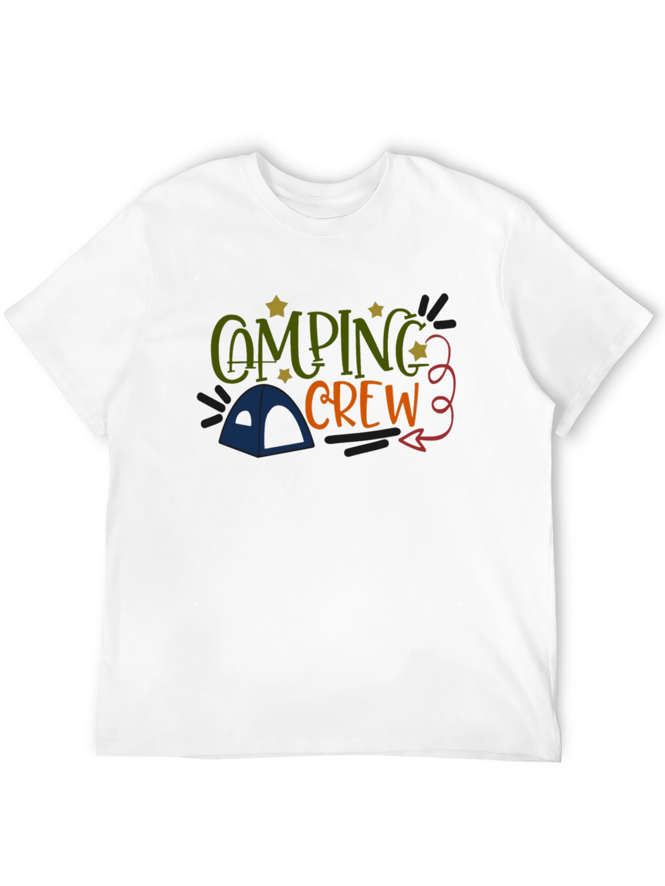 Camping Crew Black Cotton Graphic T-Shirt