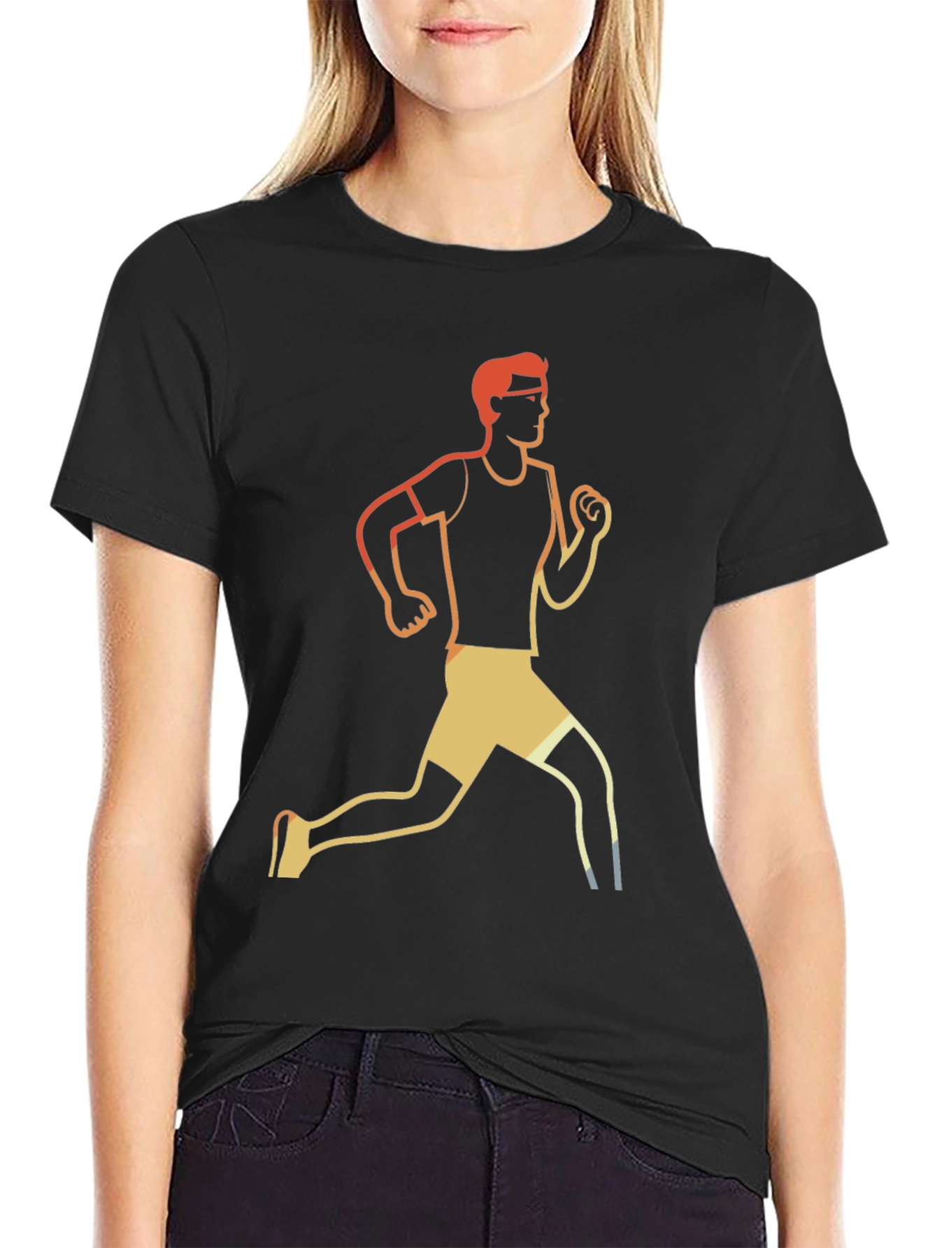 Retro Runner Graphic Tee - Black Casual T-Shirt