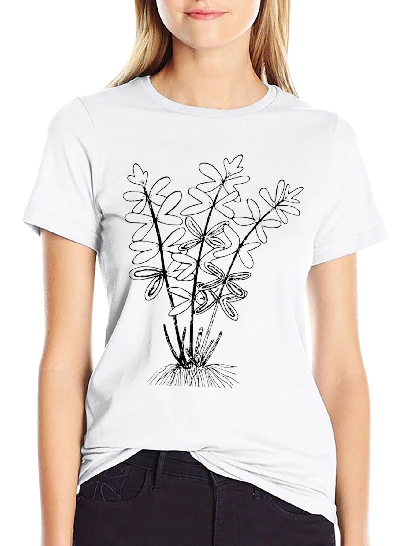Botanical Print Black T-Shirt - Nature Lover Tee