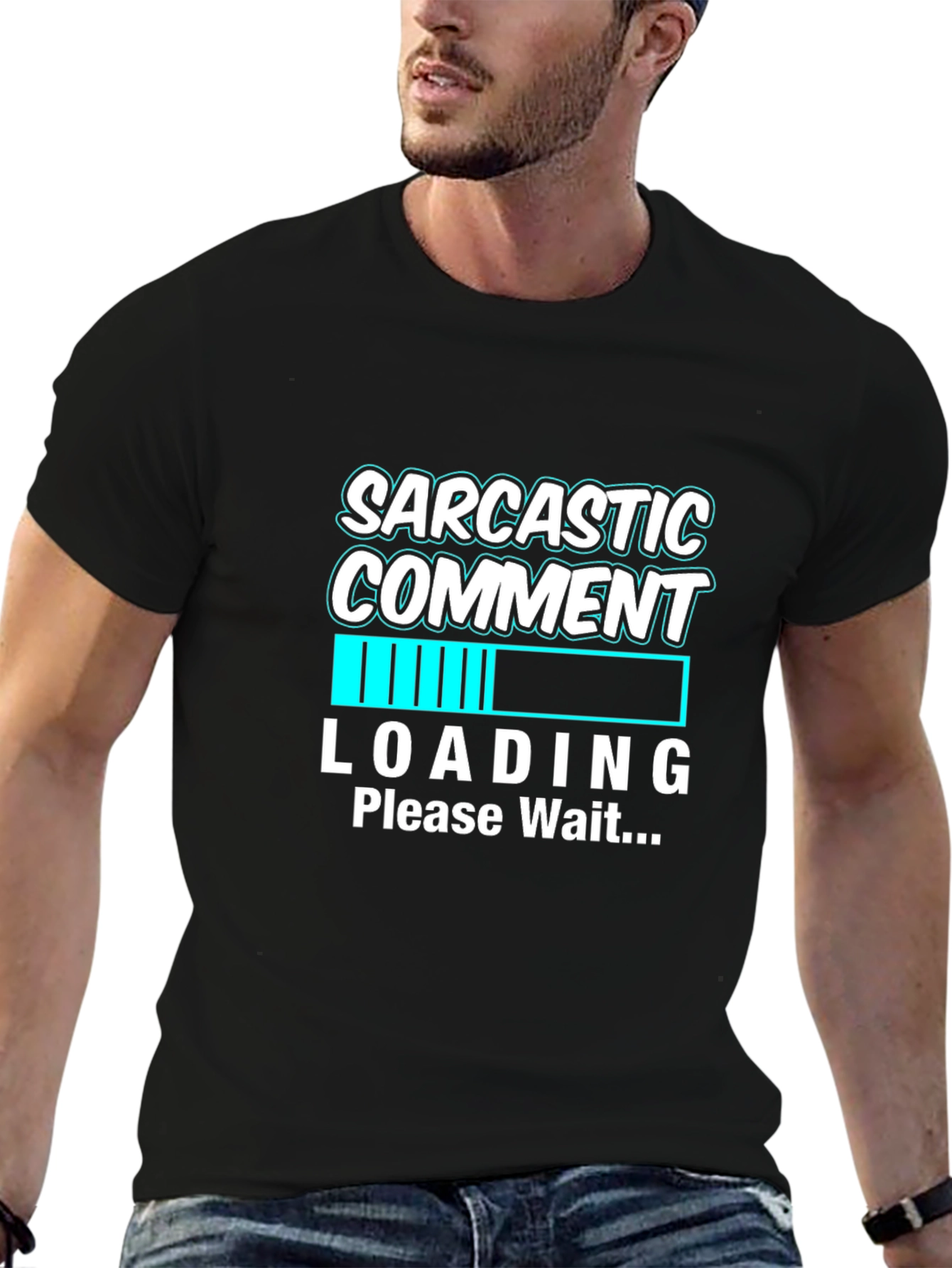Sarcastic Comment Loading Graphic Tee - Black