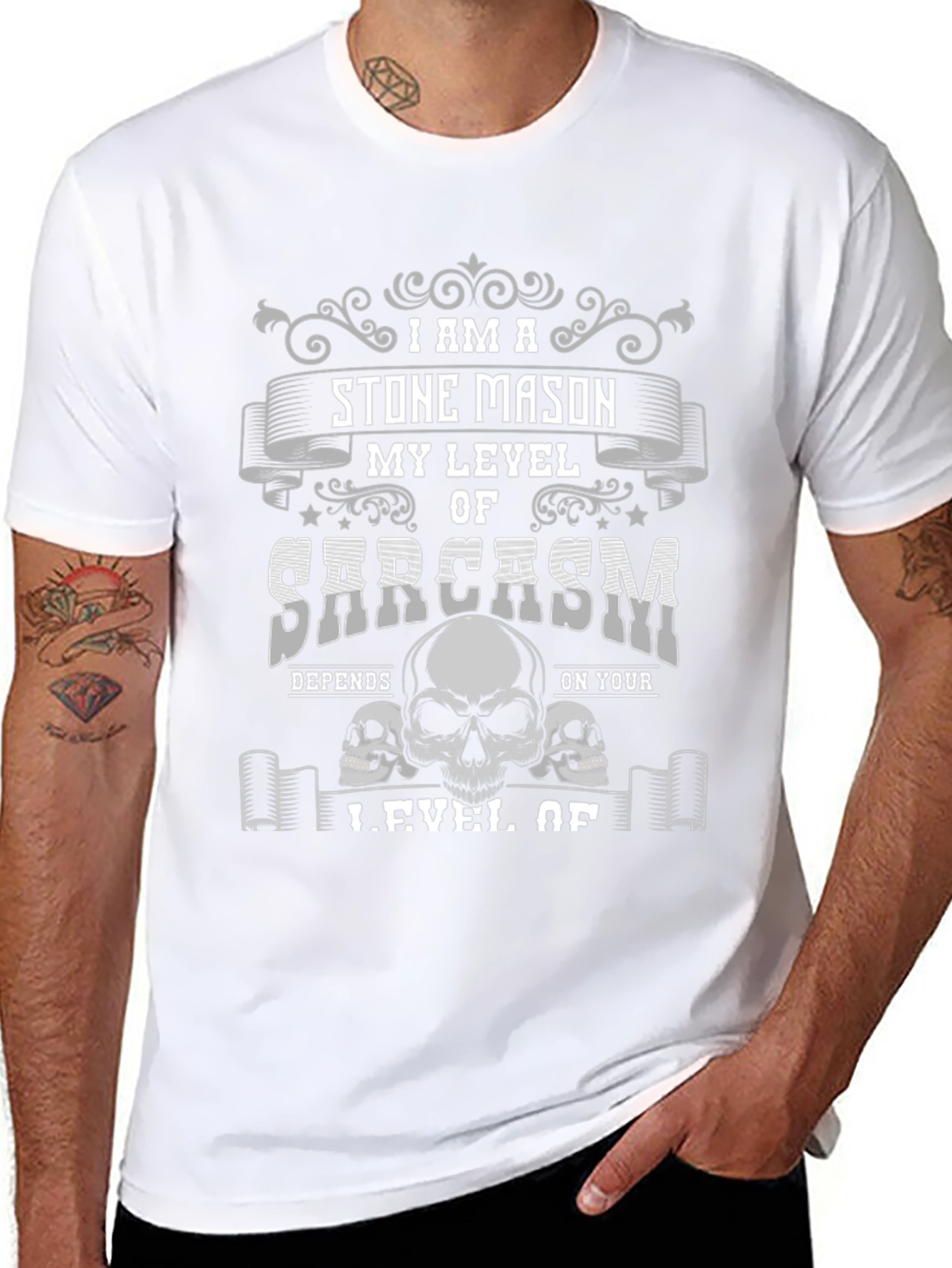 Stone Mason Sarcasm T-Shirt - Skull Design
