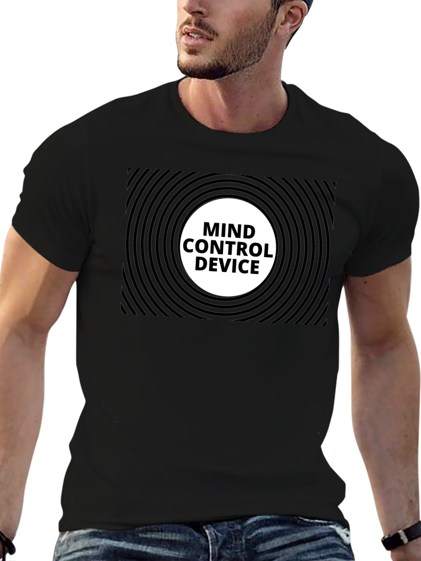 Mind Control Device Graphic T-Shirt - Black Cotton Tee