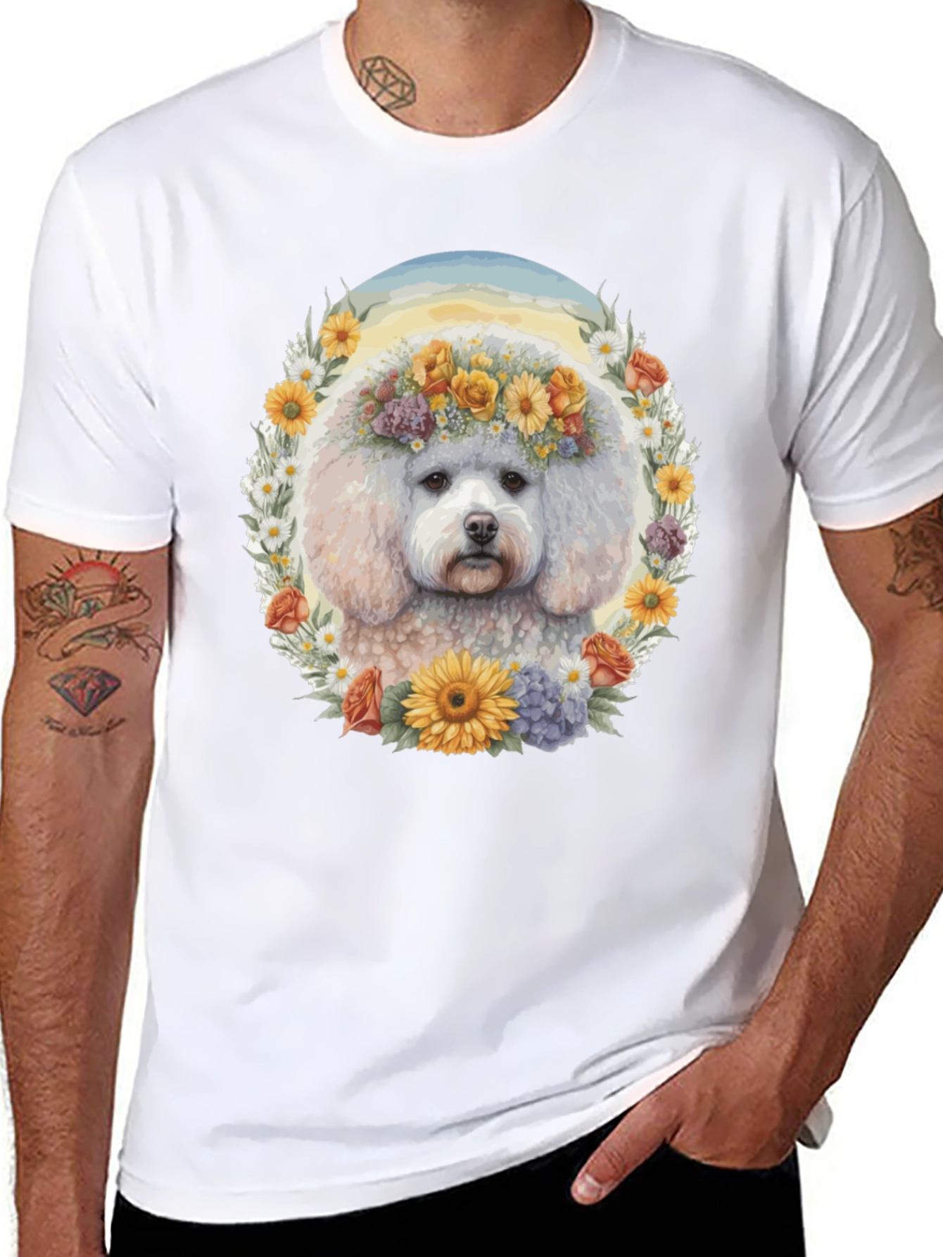 Dog Floral Crown T-Shirt - Unisex