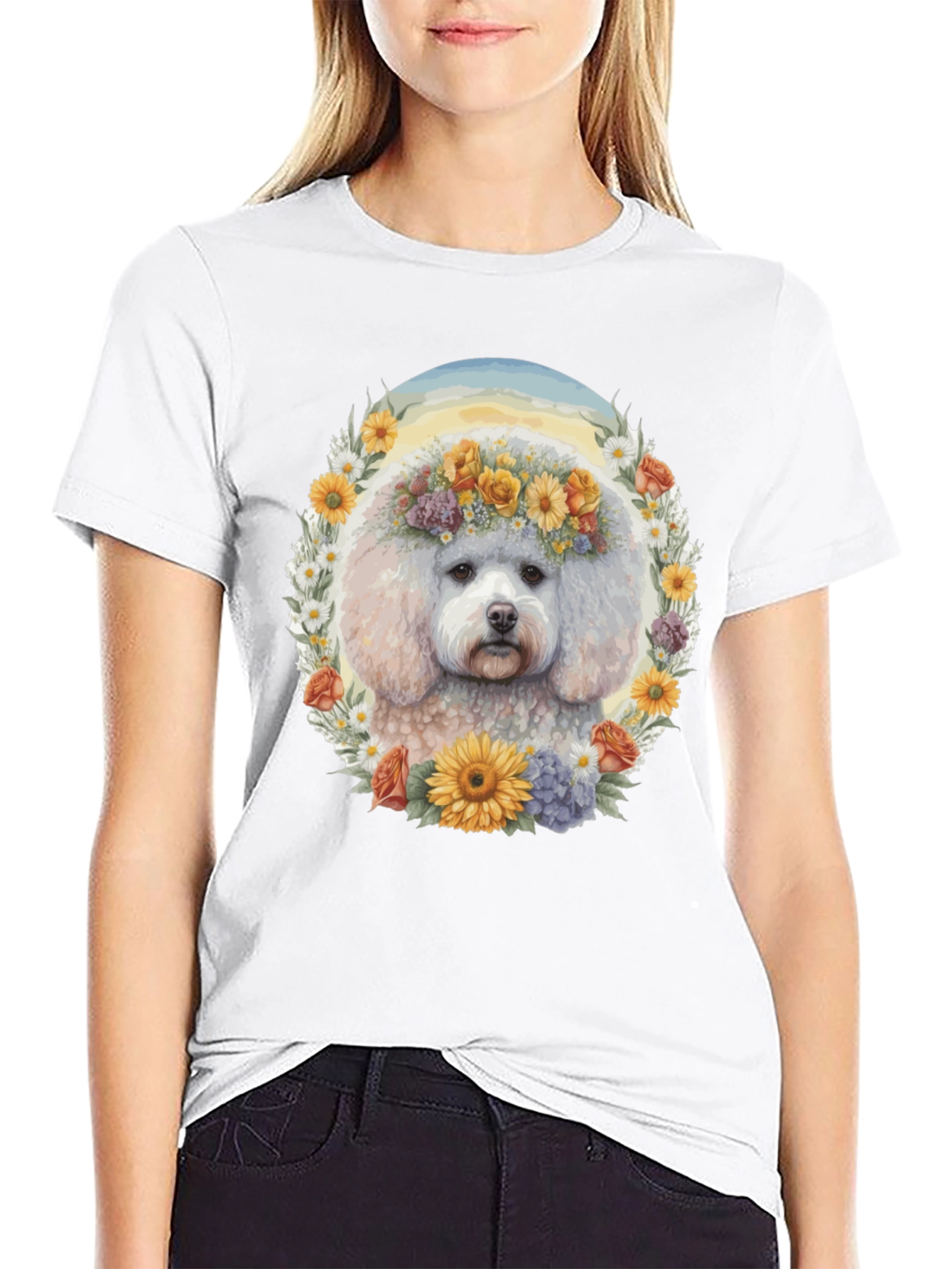 Dog Floral Crown T-Shirt - Unisex
