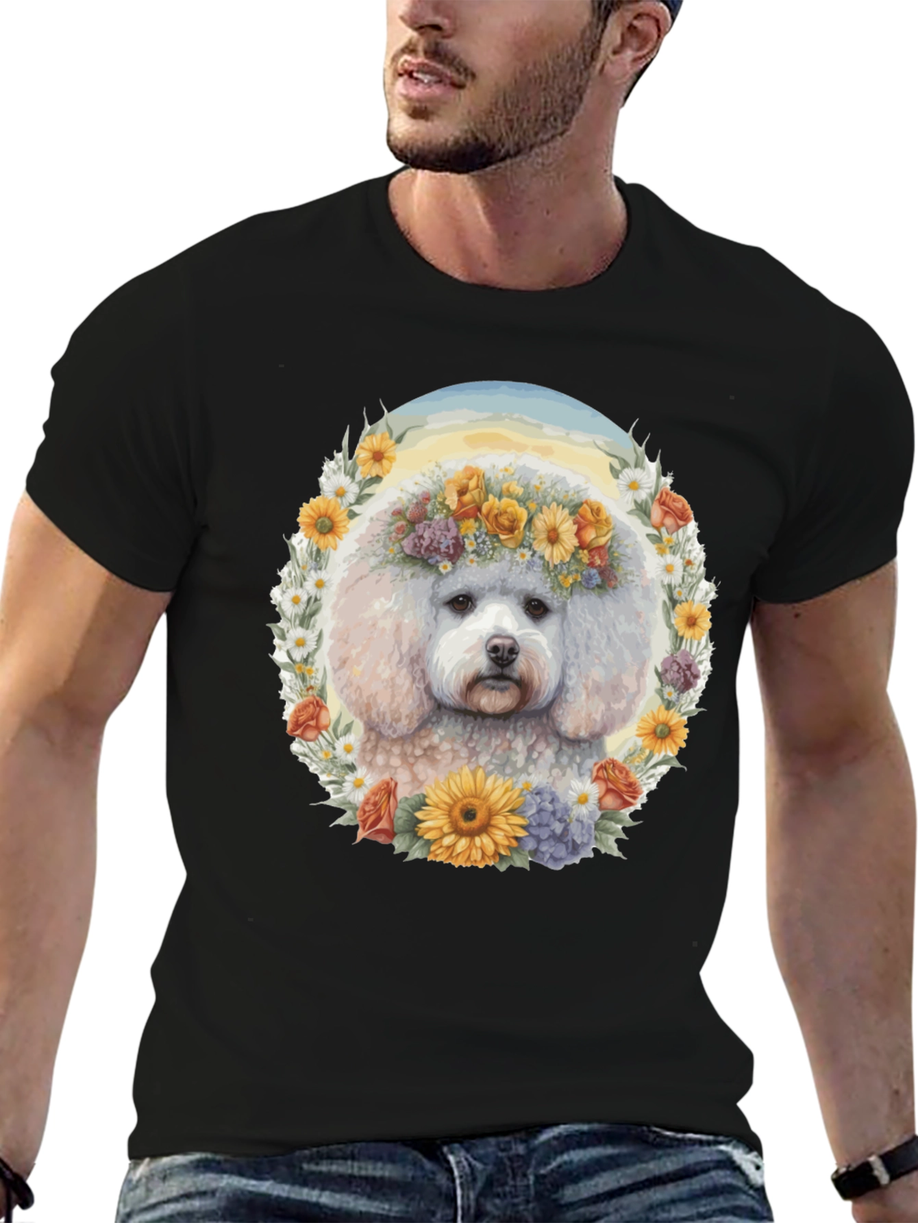 Dog Floral Crown T-Shirt - Unisex
