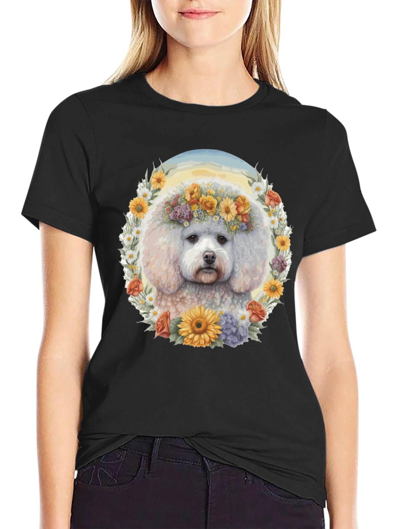 Dog Floral Crown T-Shirt - Unisex