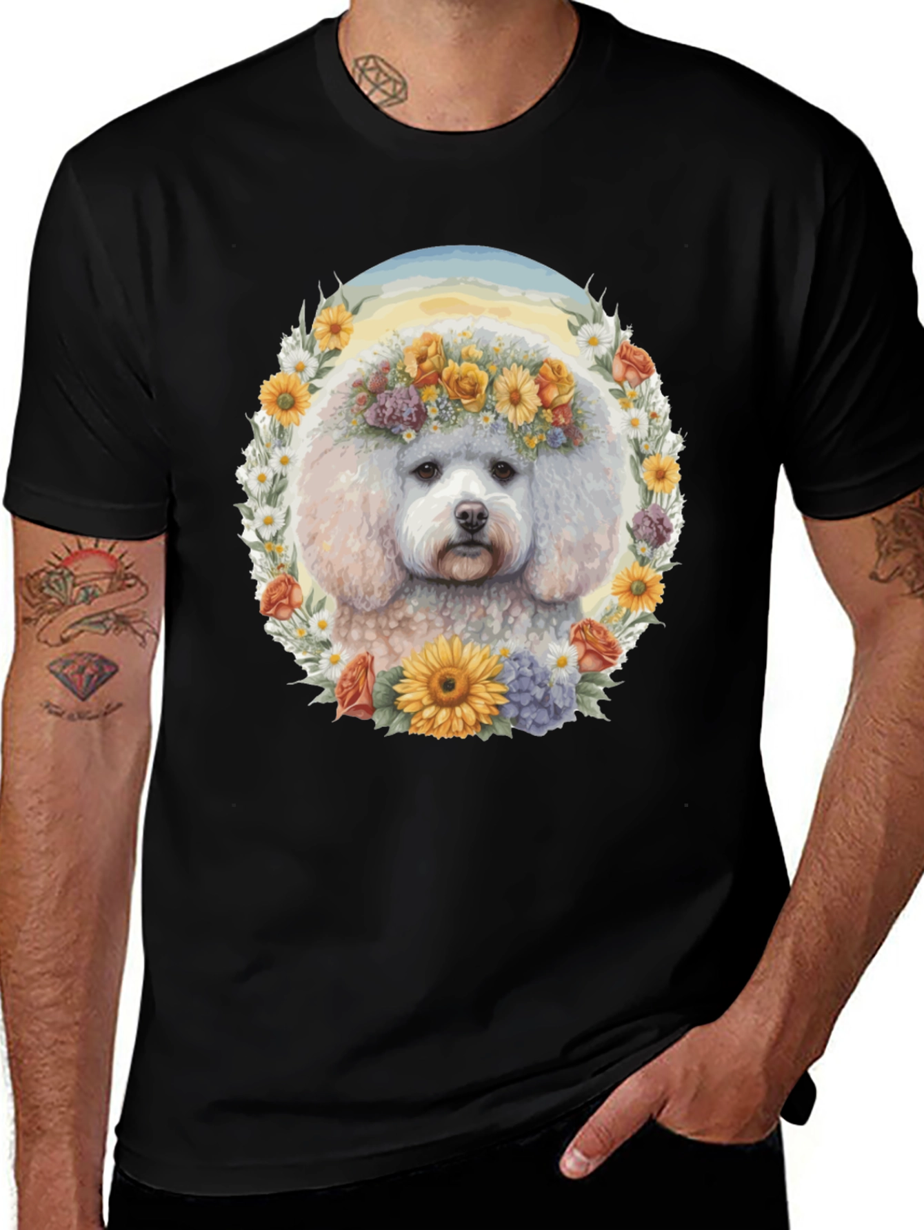 Dog Floral Crown T-Shirt - Unisex