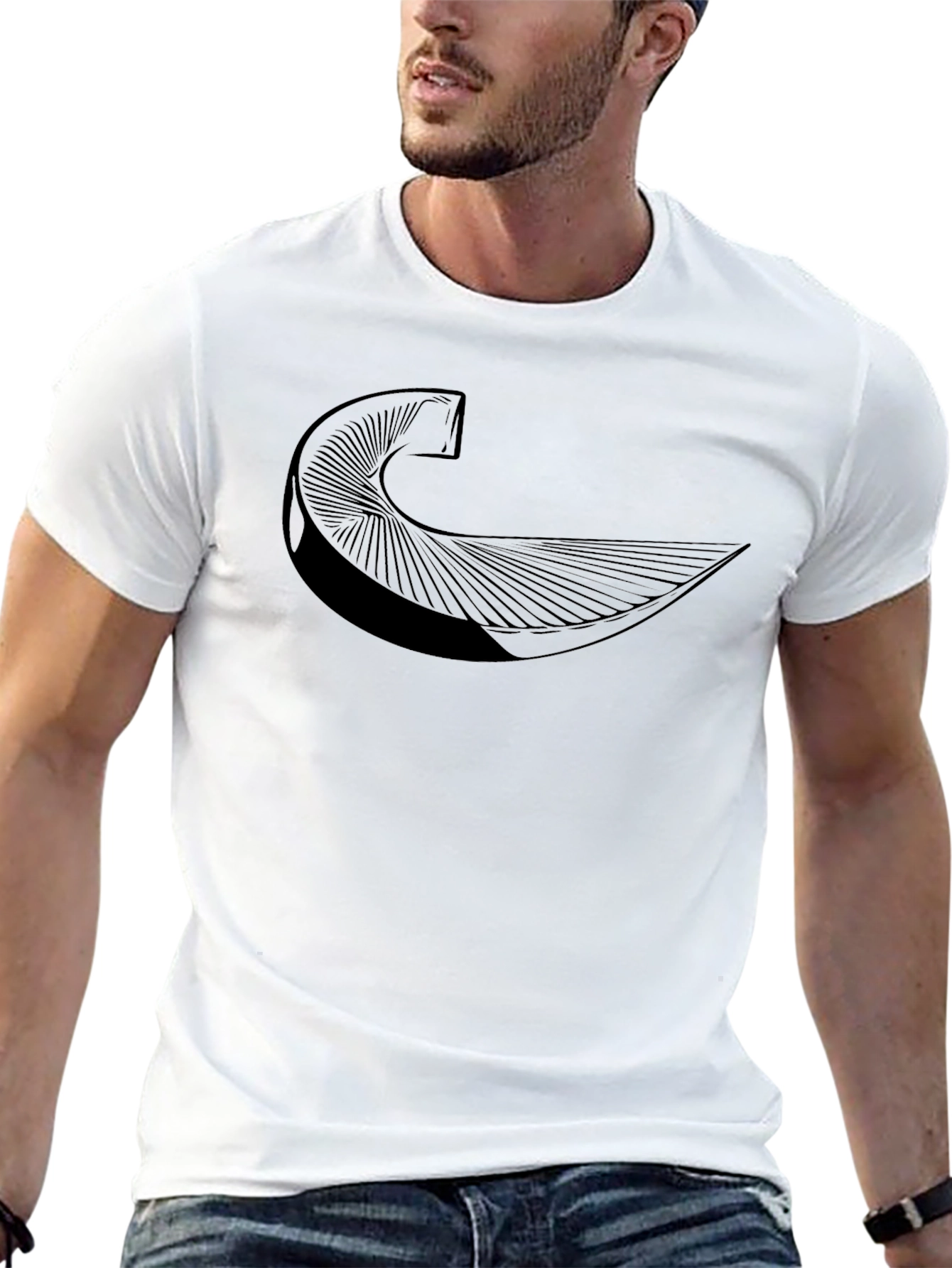 Abstract Wave Graphic Tee - Stylish Black T-Shirt