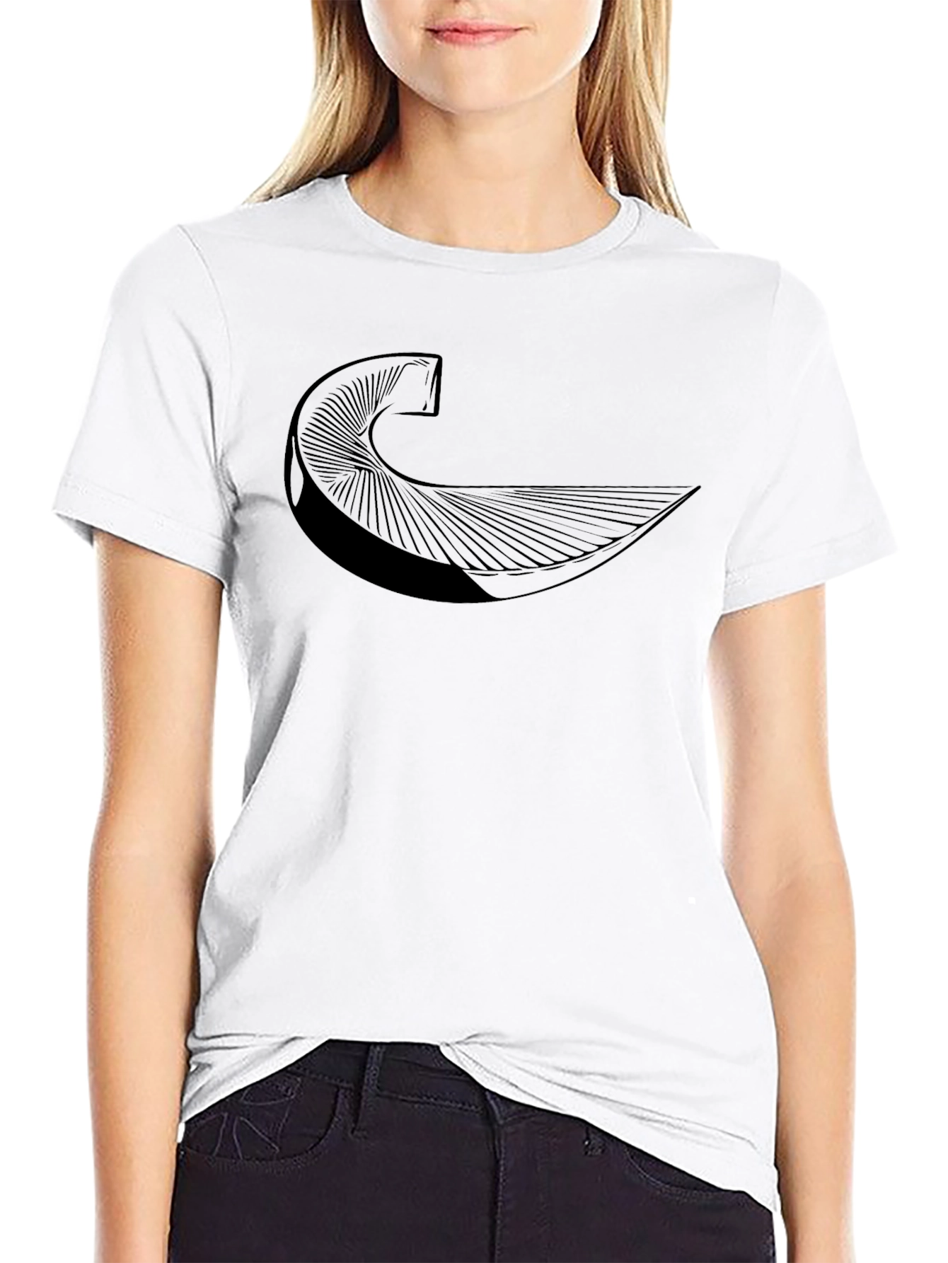 Abstract Wave Graphic Tee - Stylish Black T-Shirt