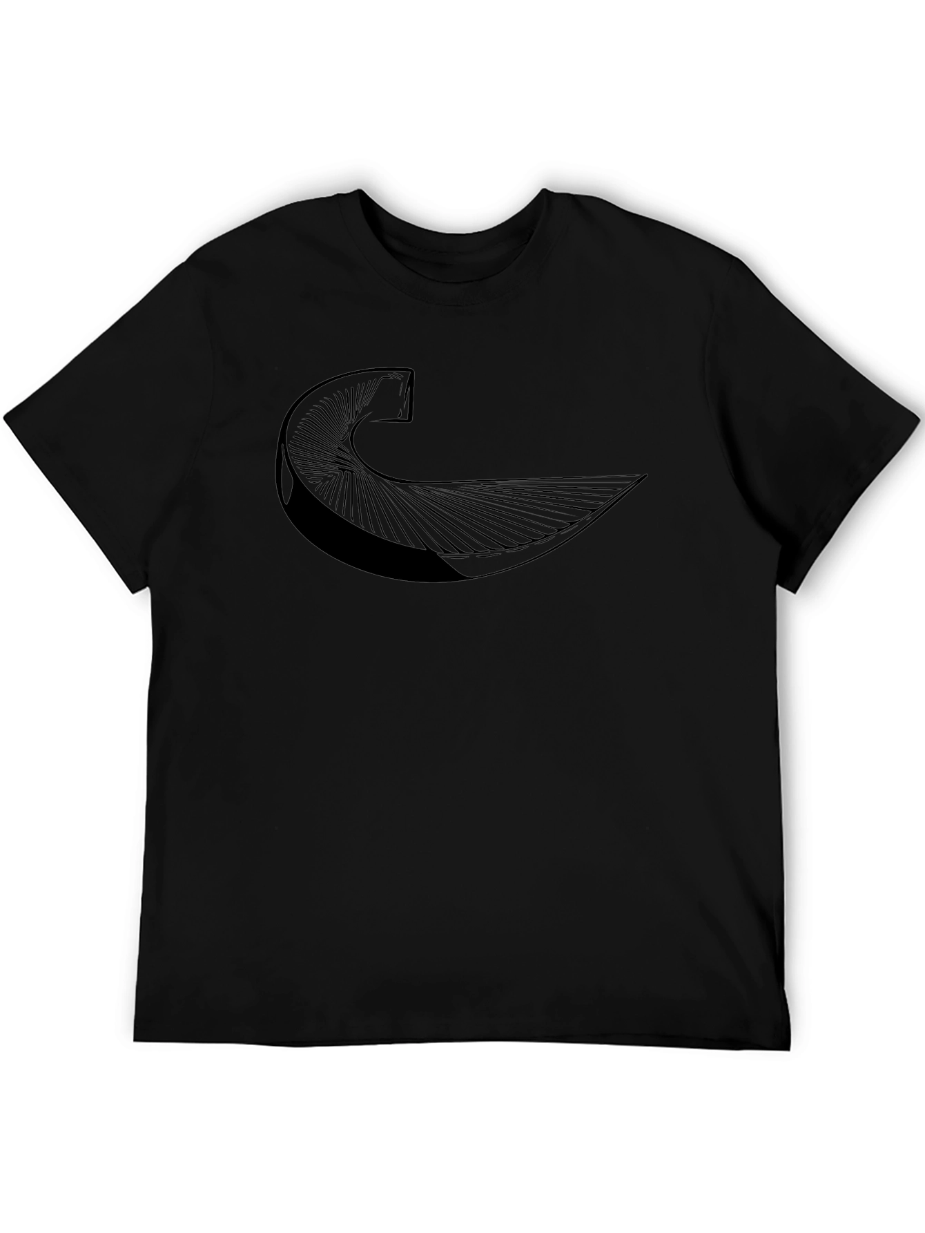 Abstract Wave Graphic Tee - Stylish Black T-Shirt