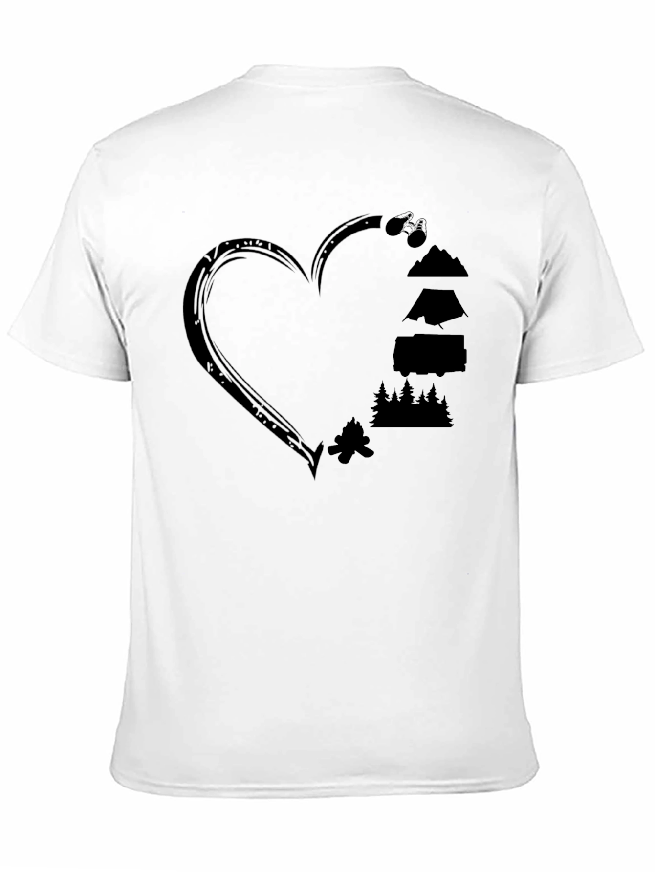 Camping Heart Graphic Tee - Outdoor Adventure Shirt