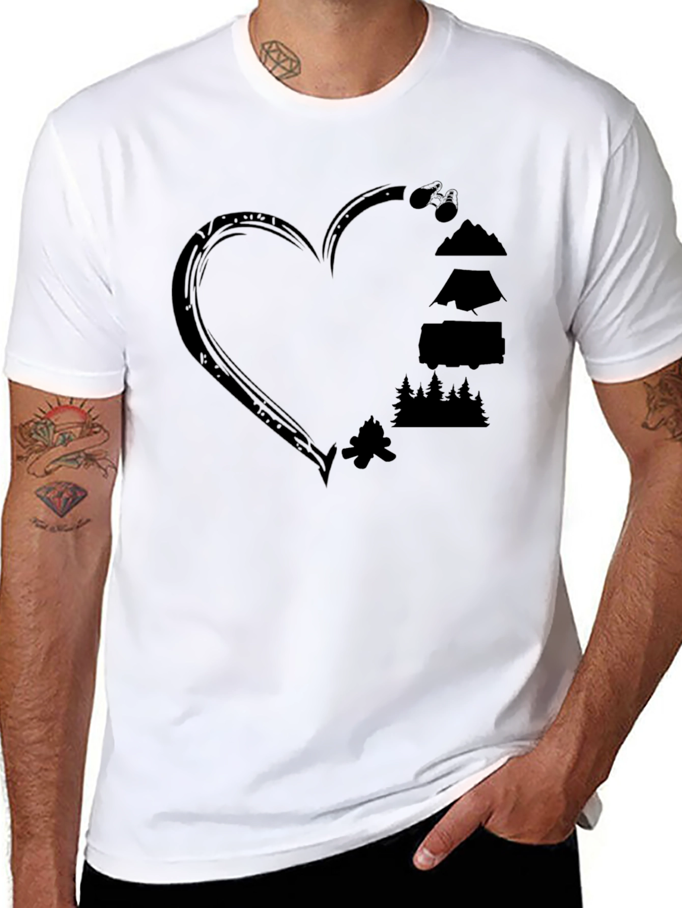 Camping Heart Graphic Tee - Outdoor Adventure Shirt