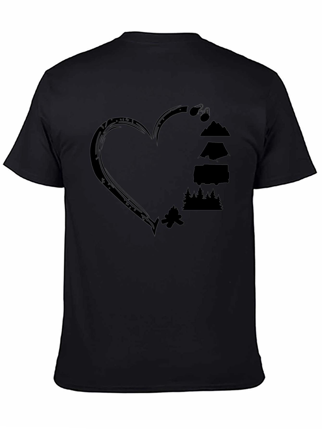Camping Heart Graphic Tee - Outdoor Adventure Shirt