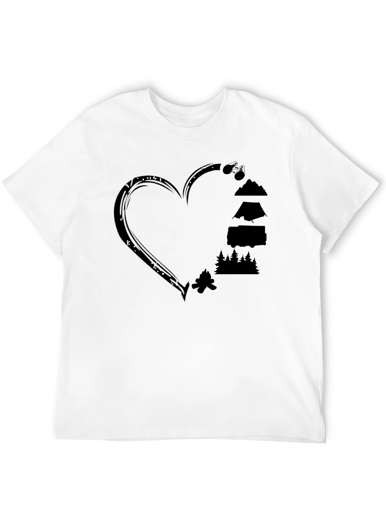 Camping Heart Graphic Tee - Outdoor Adventure Shirt