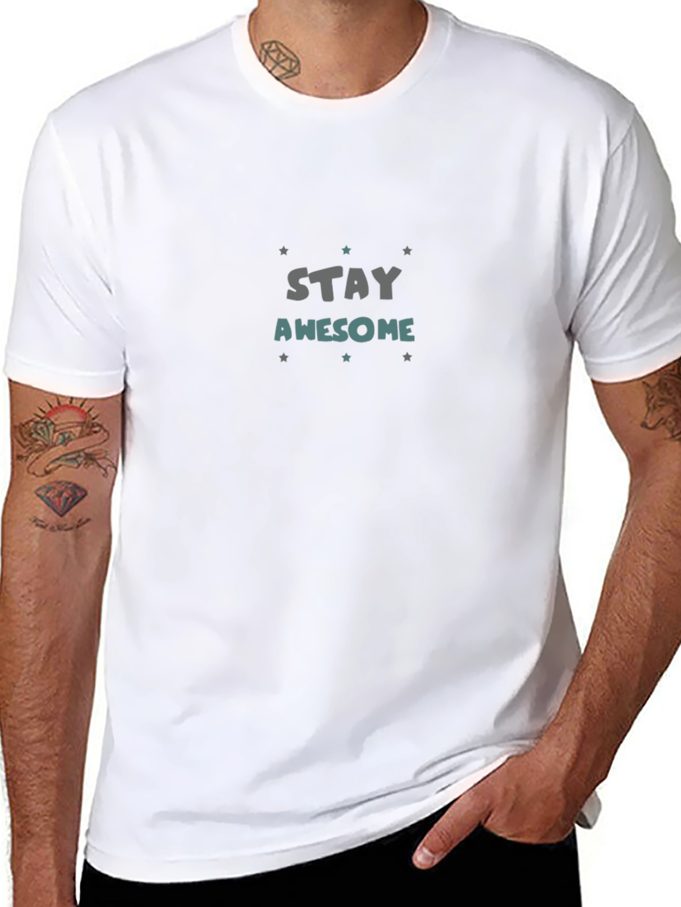 Stay Awesome Graphic T-Shirt - Trendy Casual Tee