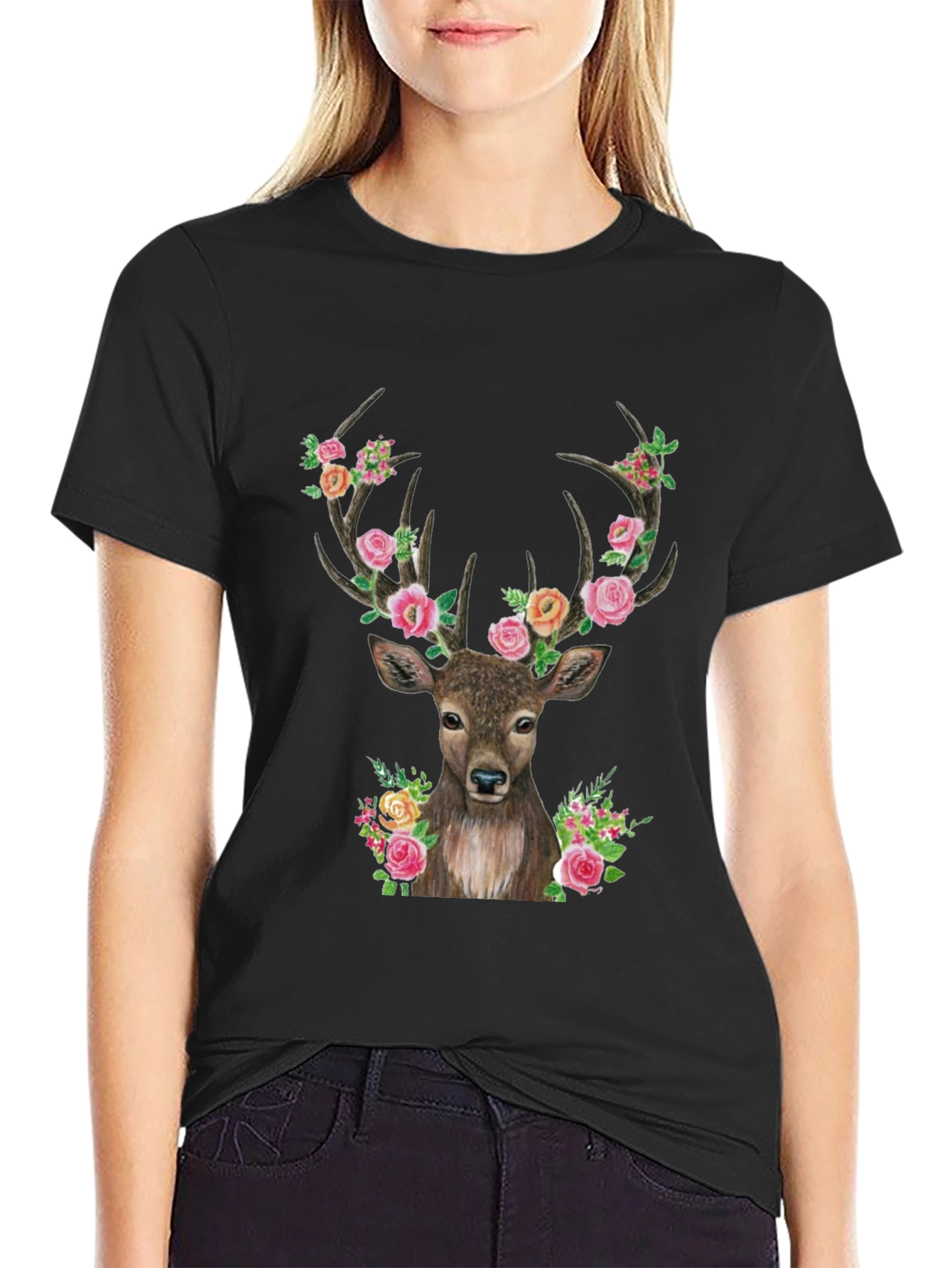 Floral Deer Graphic Tee