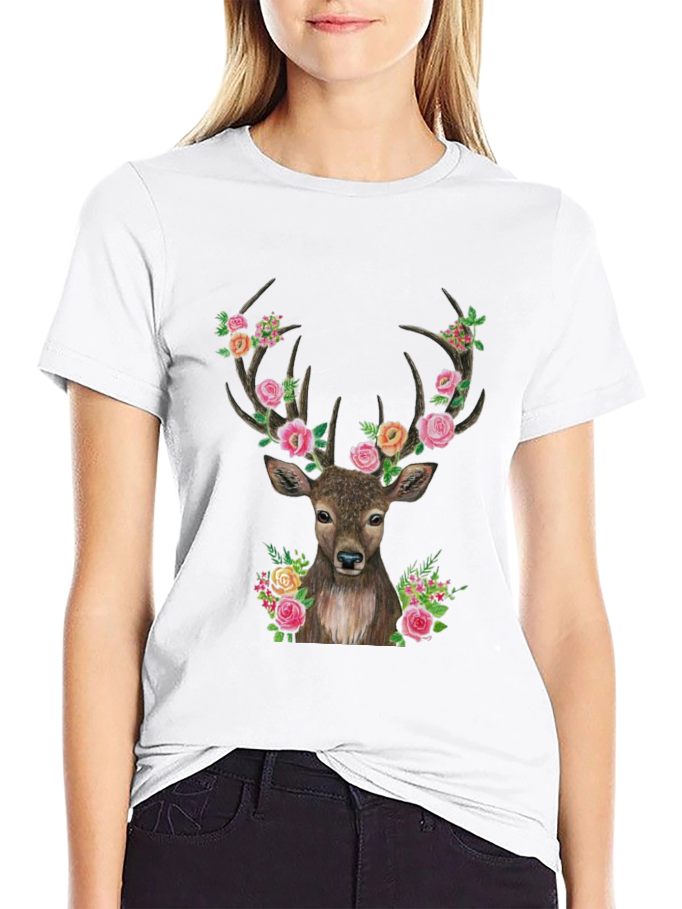 Floral Deer Graphic Tee