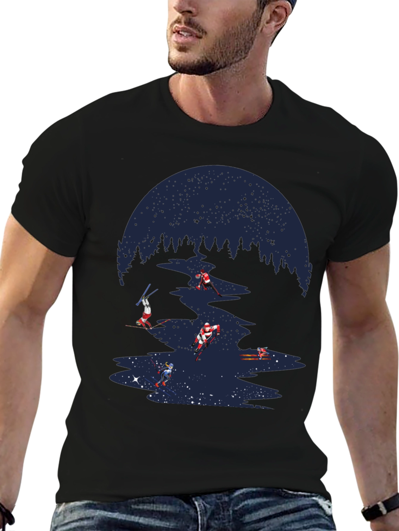 Skiing Through Space T-Shirt
