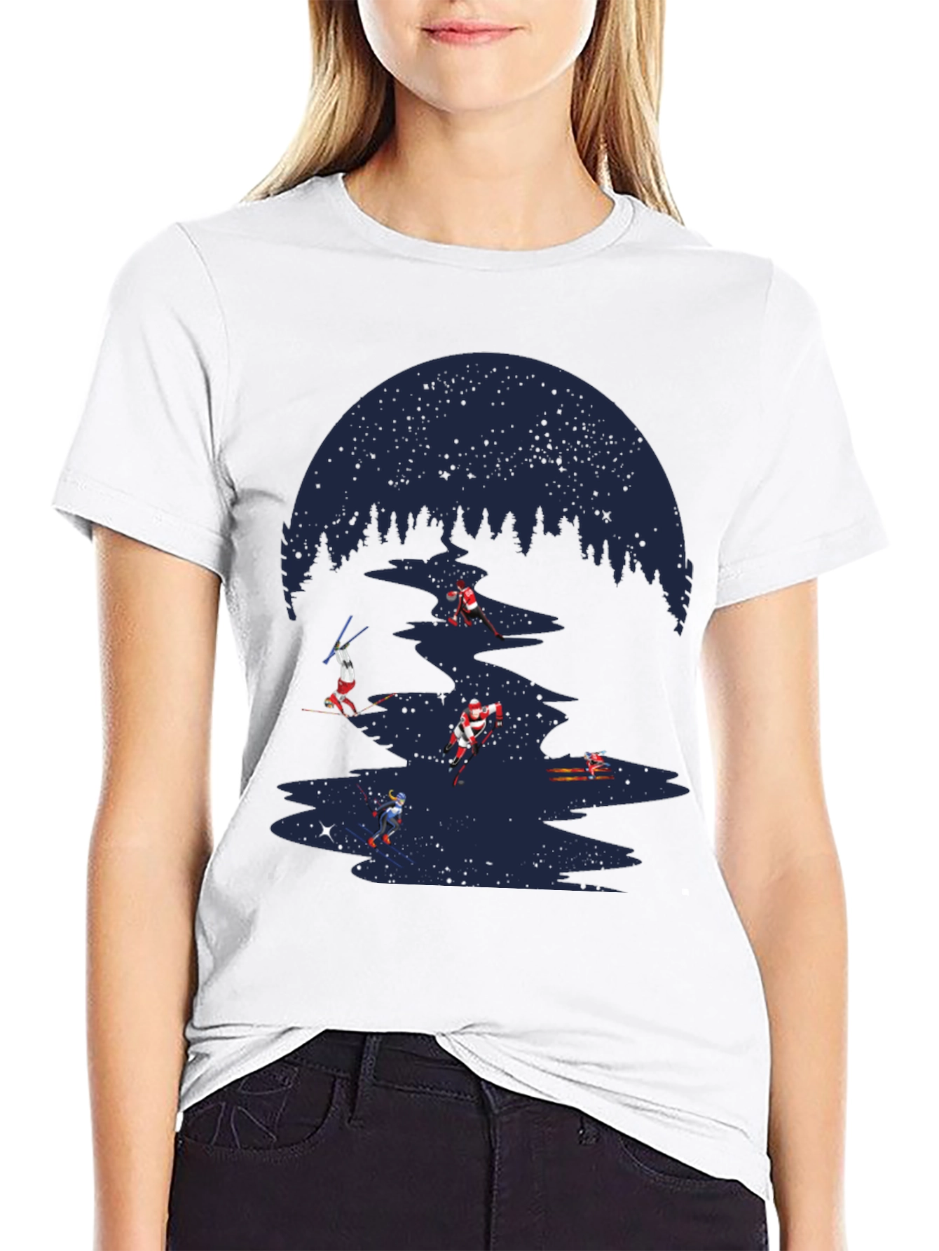 Skiing Through Space T-Shirt