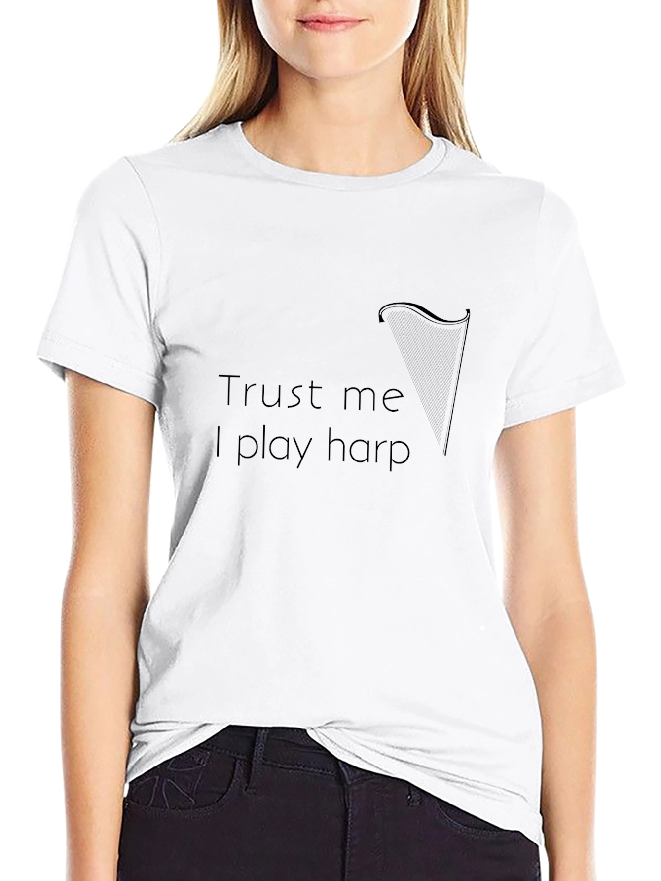 Trust Me I Play Harp Mens Black T-Shirt