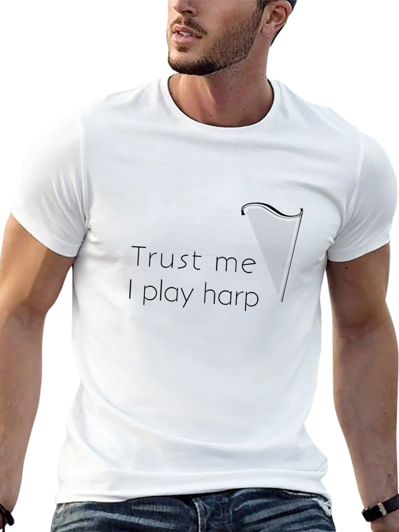Trust Me I Play Harp Mens Black T-Shirt