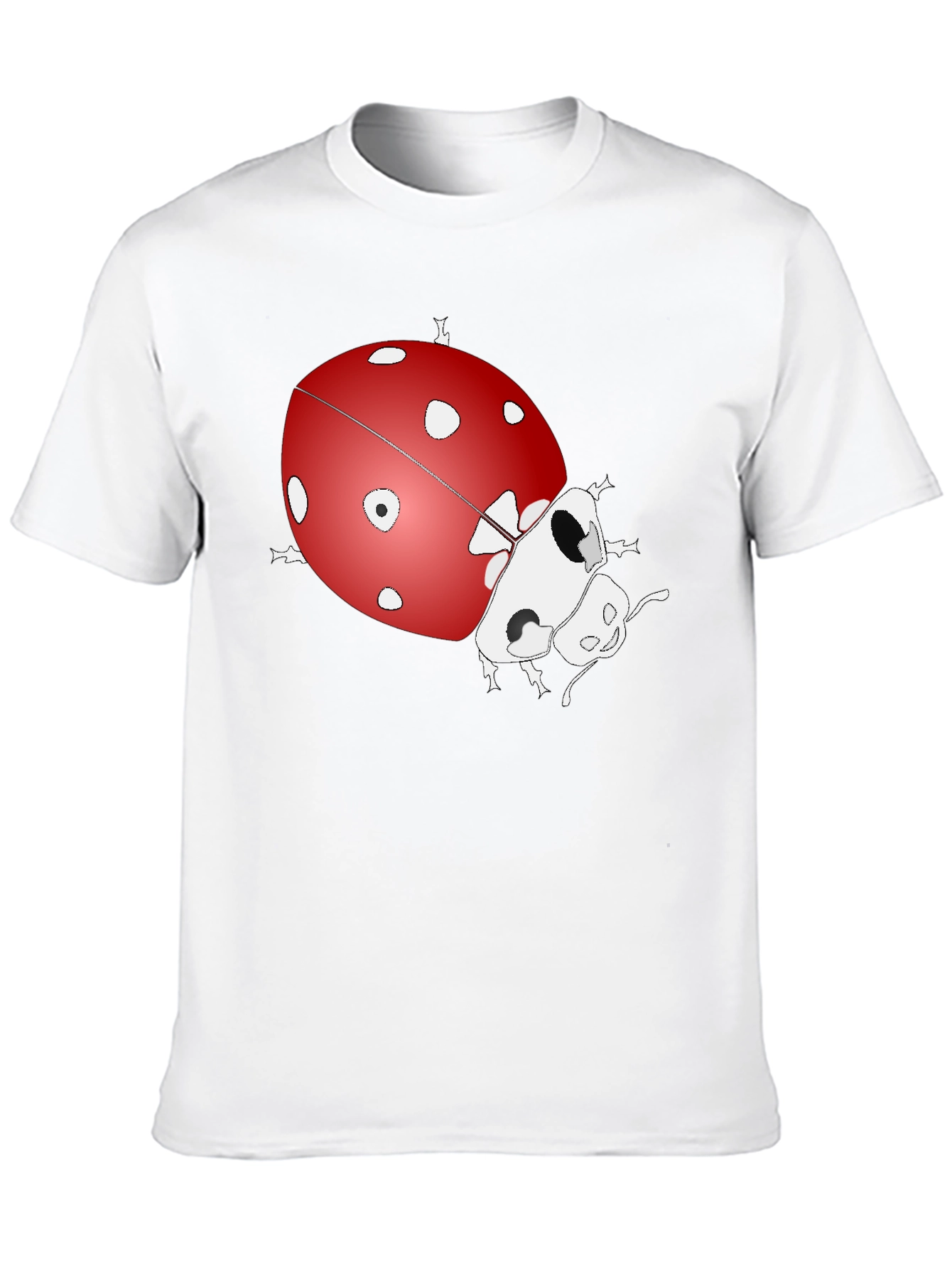 Ladybug Graphic Print Tee - Black Cotton Blend T-Shirt
