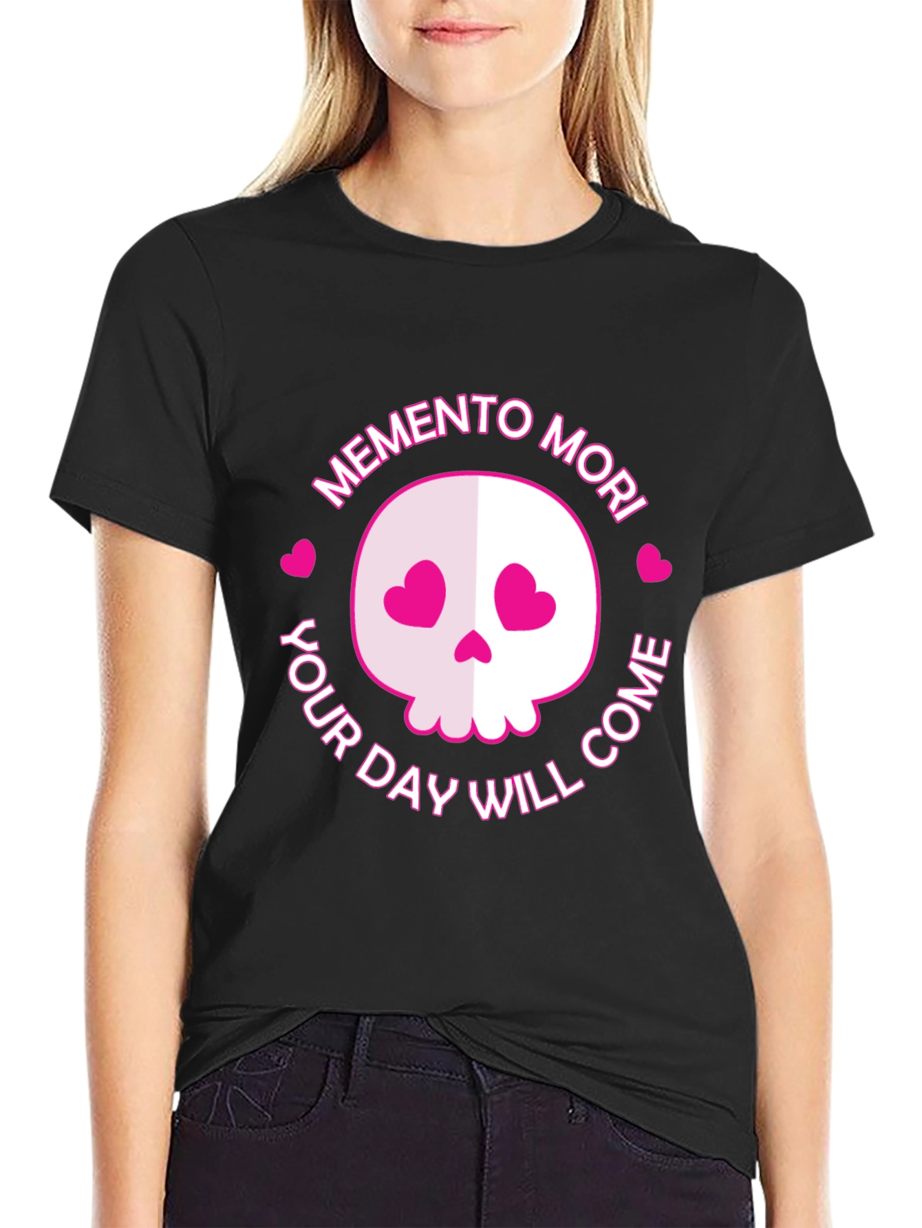Memento Mori Skull Graphic Tee - Black