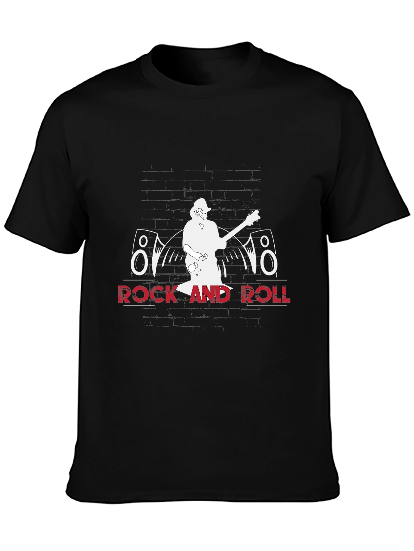 Rock and Roll Graphic Tee - Black Cotton T-Shirt