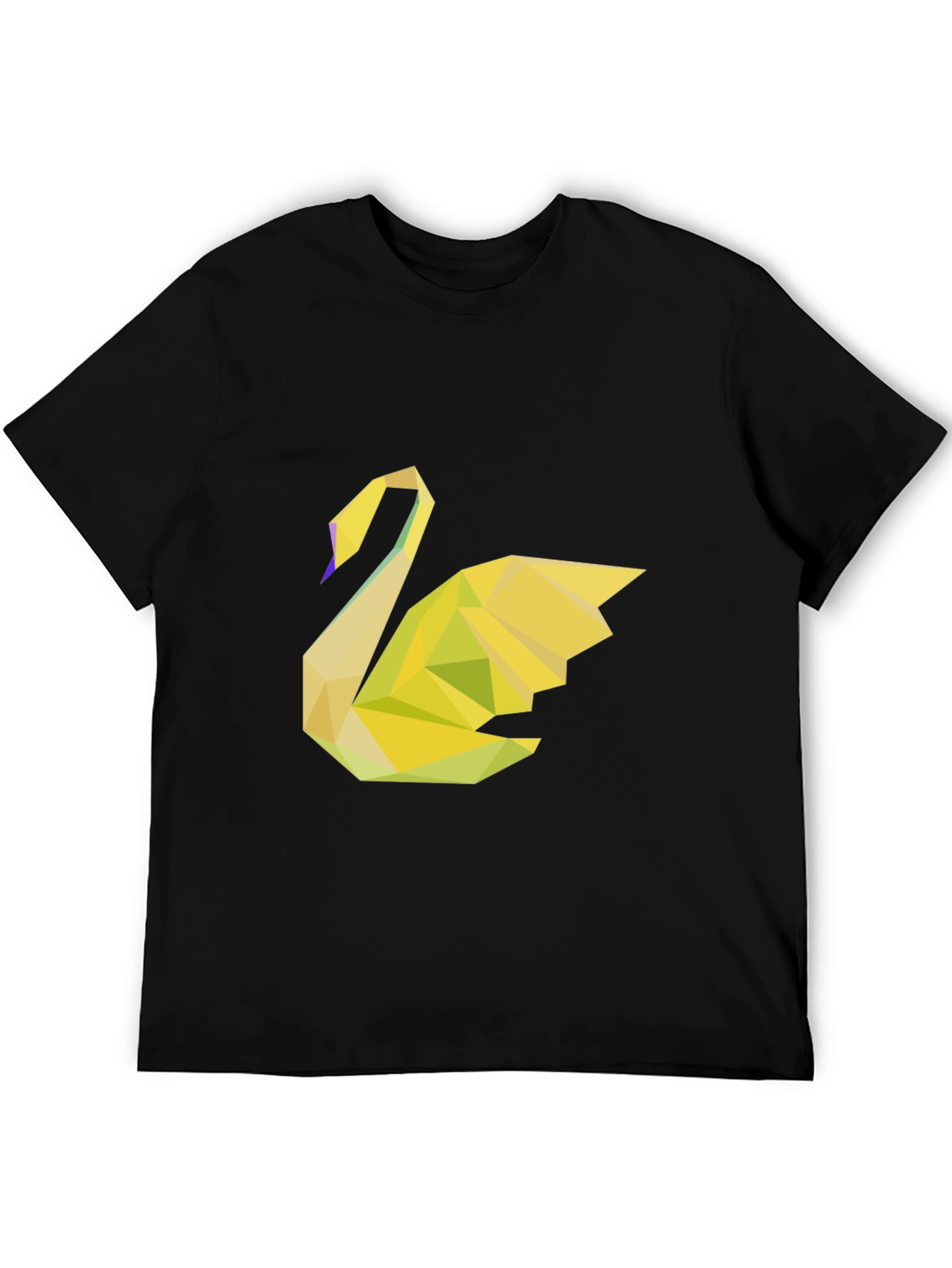 Geometric Swan Black Tee - Modern Graphic Print