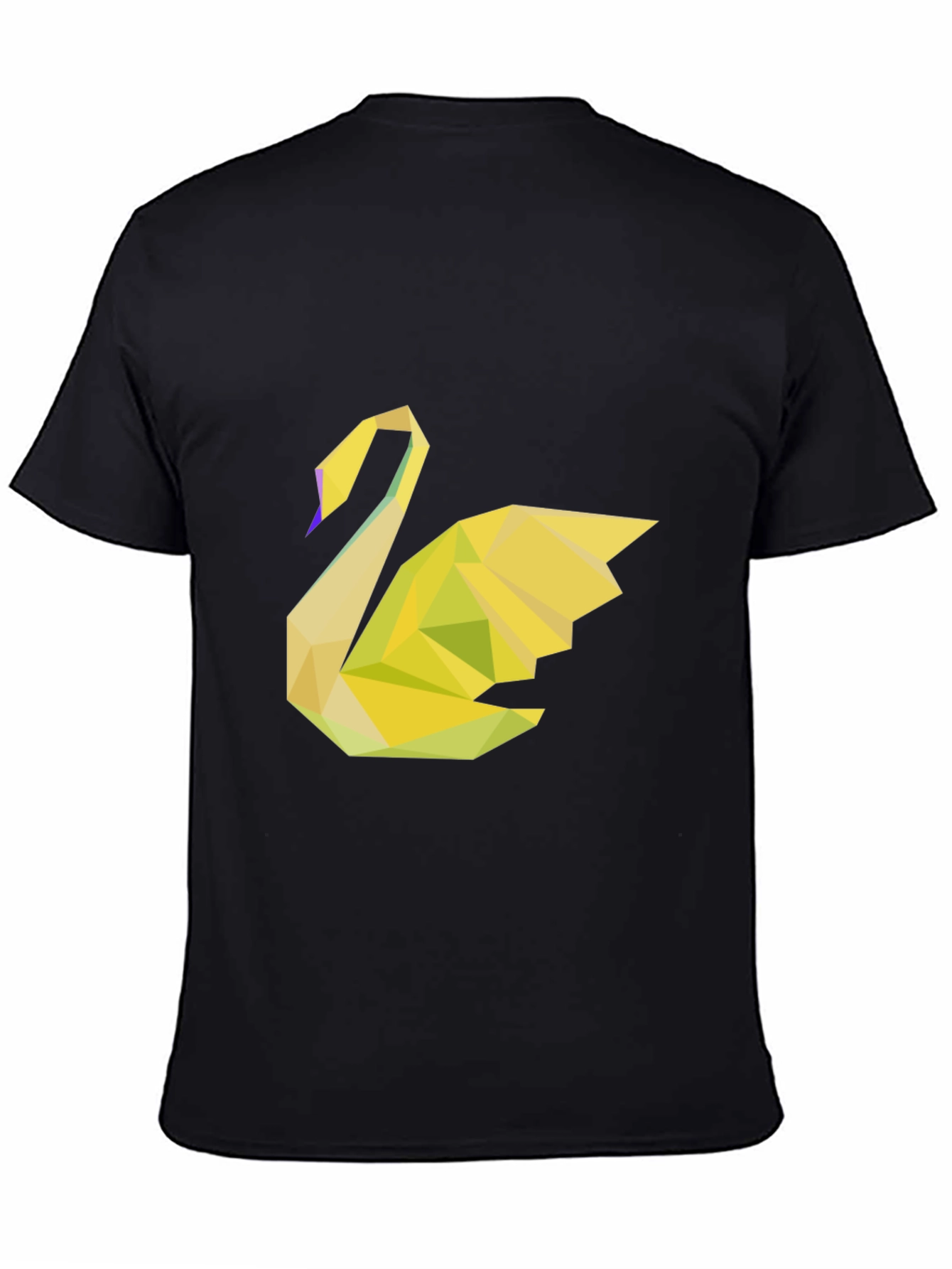 Geometric Swan Black Tee - Modern Graphic Print
