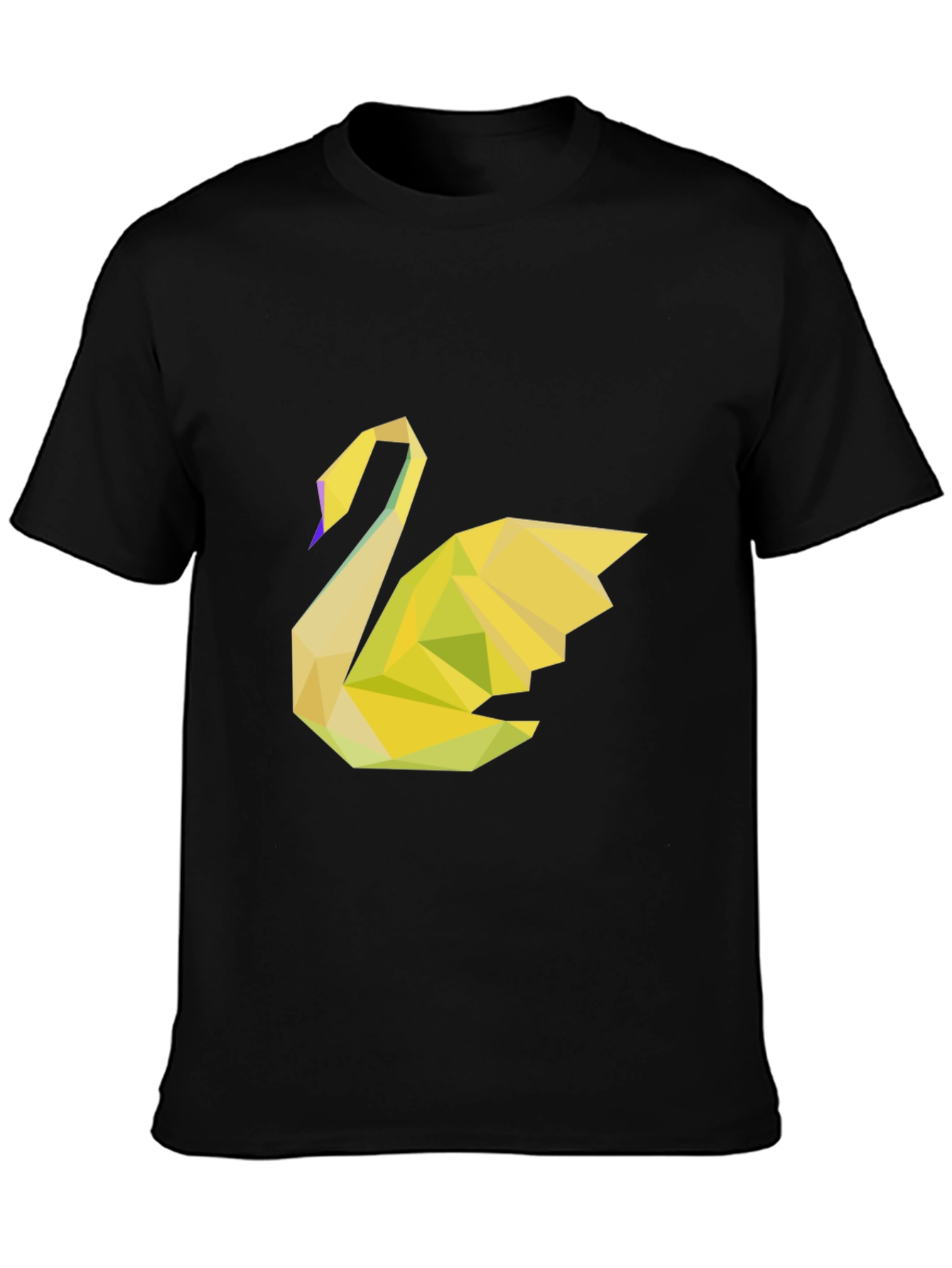 Geometric Swan Black Tee - Modern Graphic Print