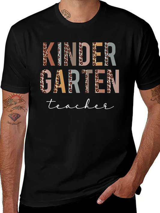 Kindergarten Teacher Leopard Print Graphic T-Shirt