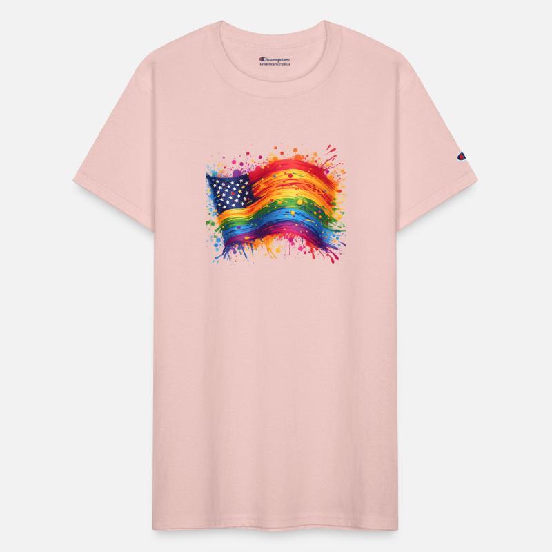 Rainbow American Flag Pride, Splatter Style Pride