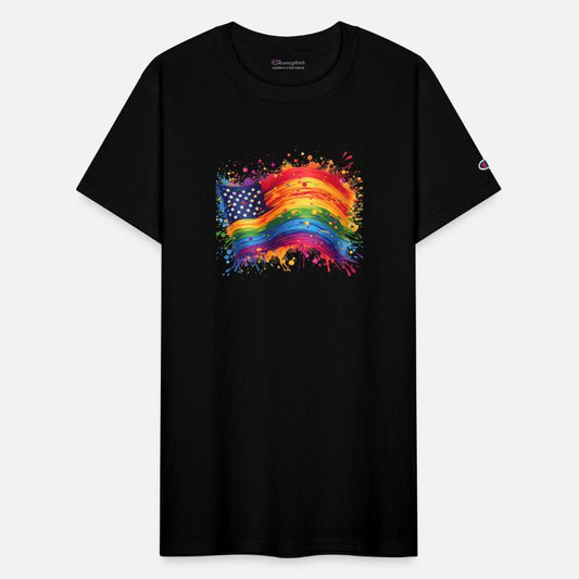 Rainbow American Flag Pride, Splatter Style Pride