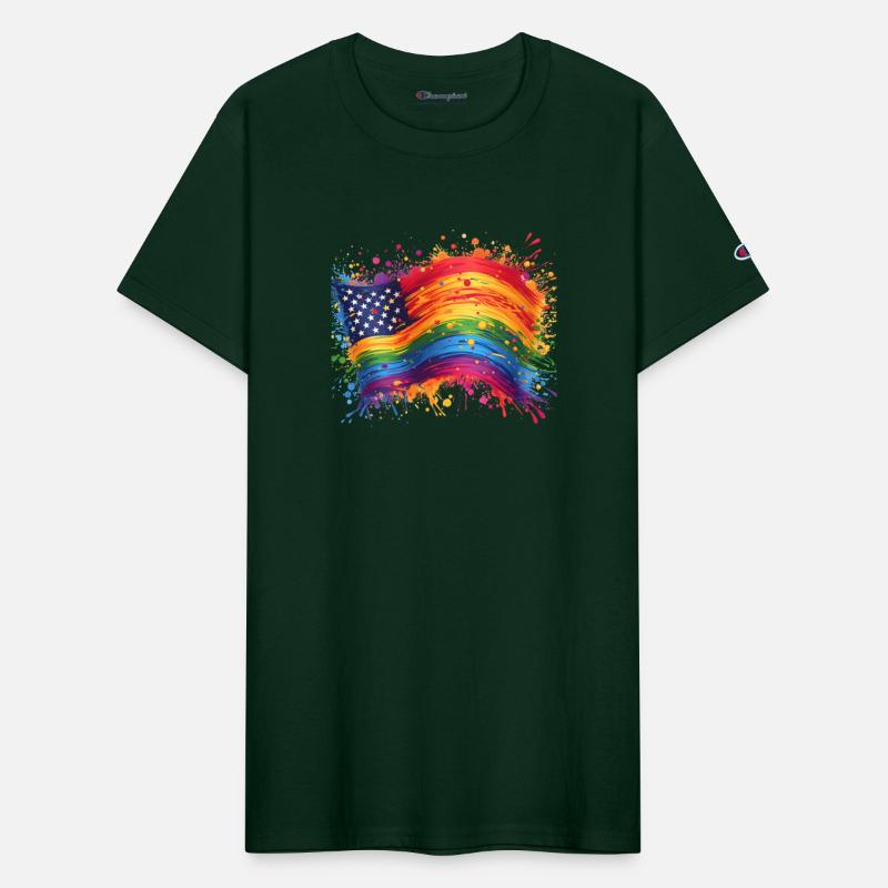 Rainbow American Flag Pride, Splatter Style Pride
