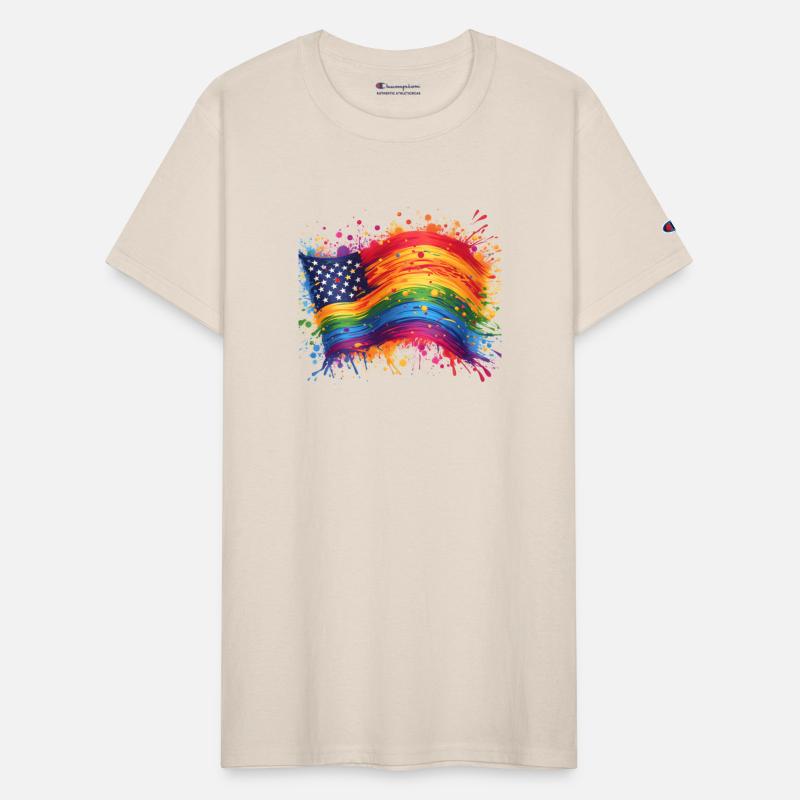 Rainbow American Flag Pride, Splatter Style Pride