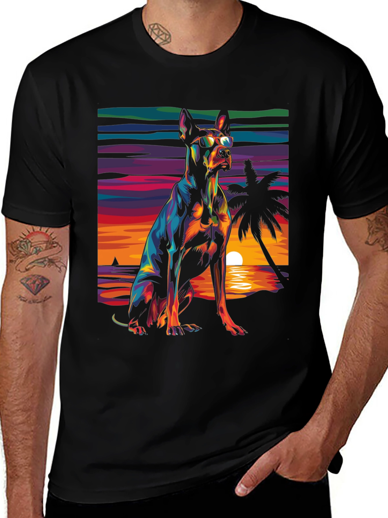 Dog Beach Sunset Graphic Tee