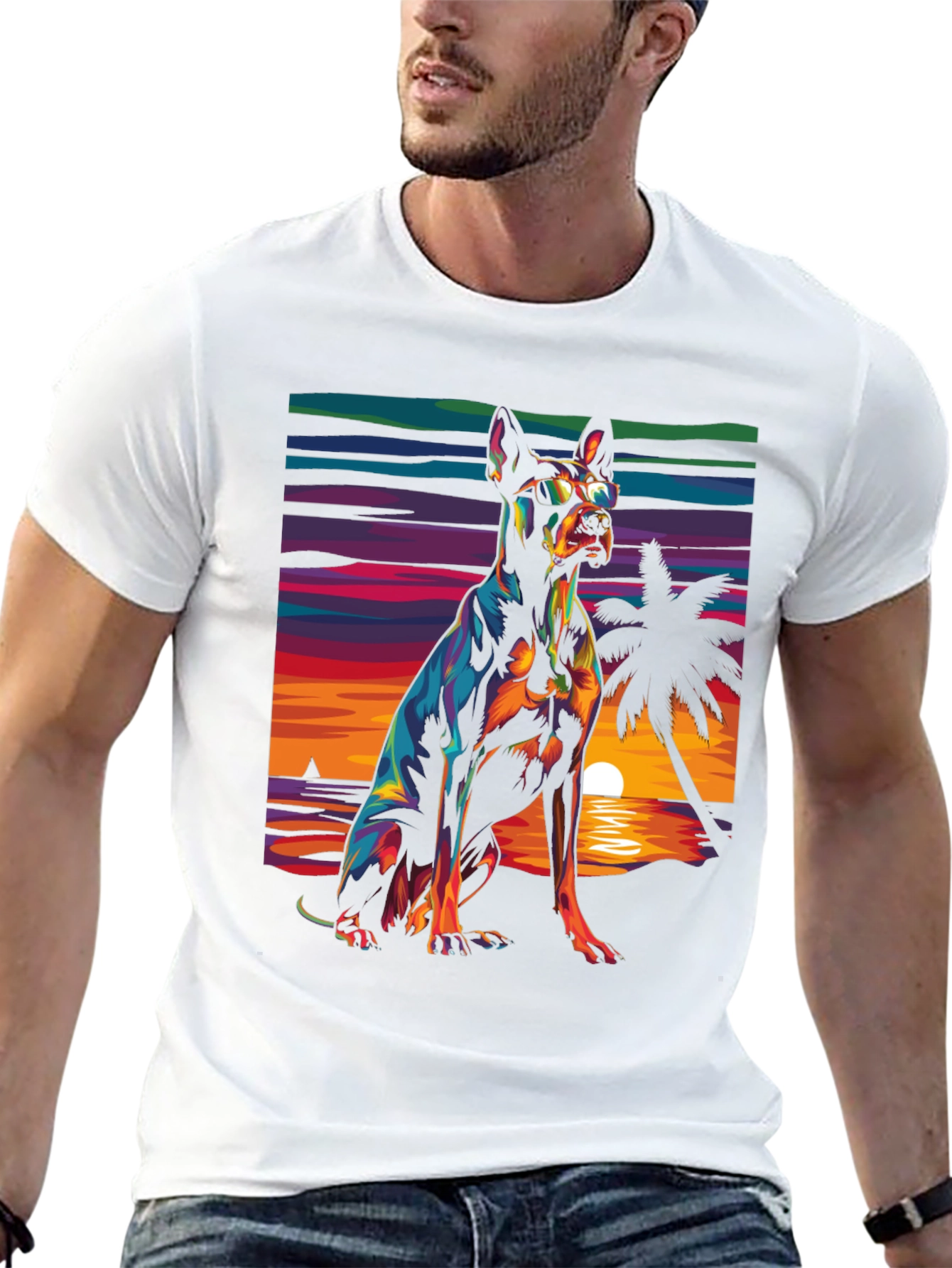 Dog Beach Sunset Graphic Tee
